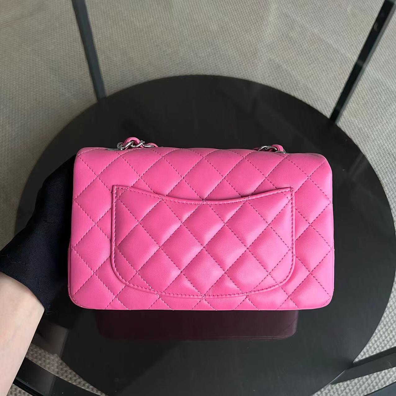 *Unused* Chanel Classic Flap Mini - 20CM Rectangle Quilted Lambskin Pink Silver Hardware Series 27