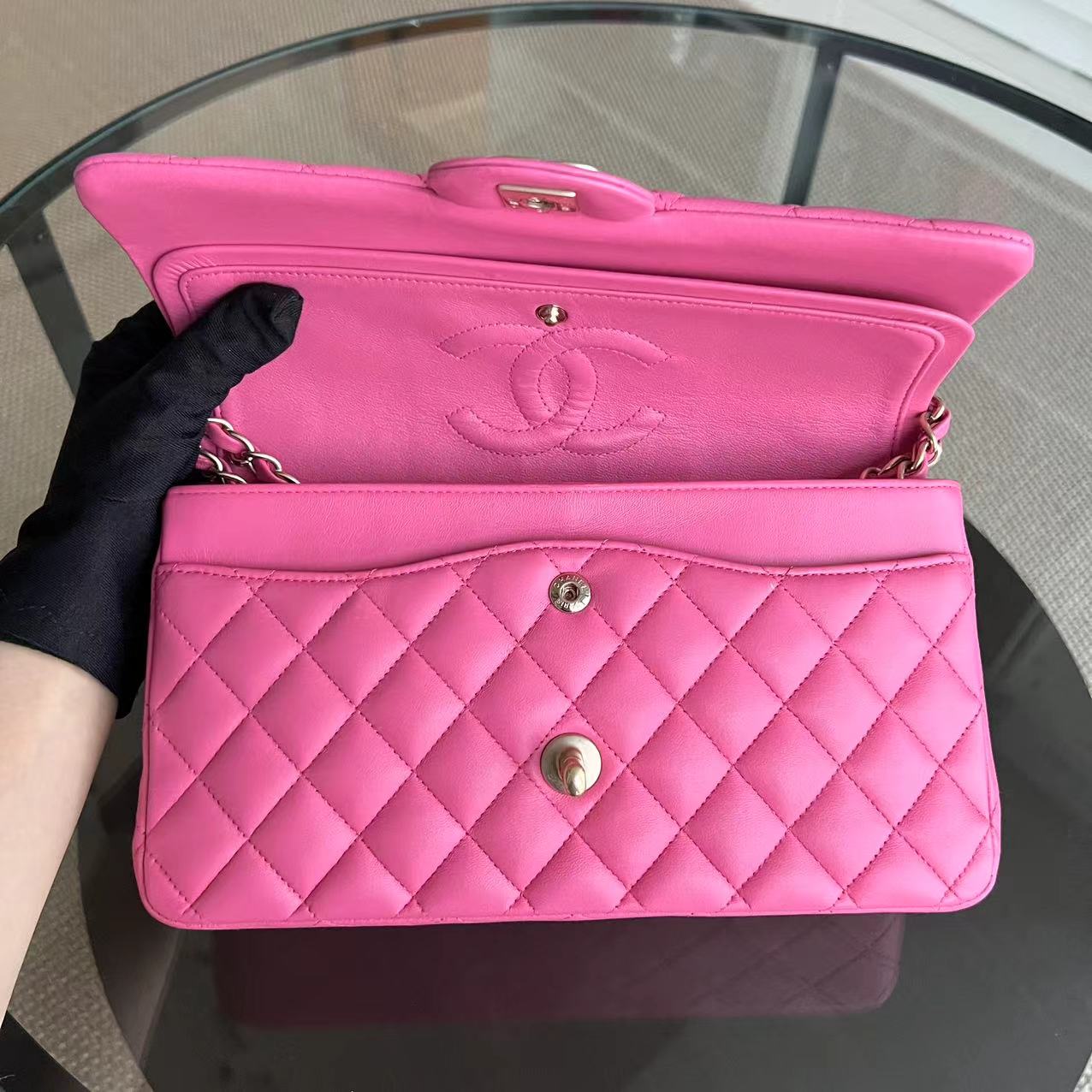 Chanel Classic Flap Medium - 25CM Lambskin Quilted Pink Golden Hardware Series 18