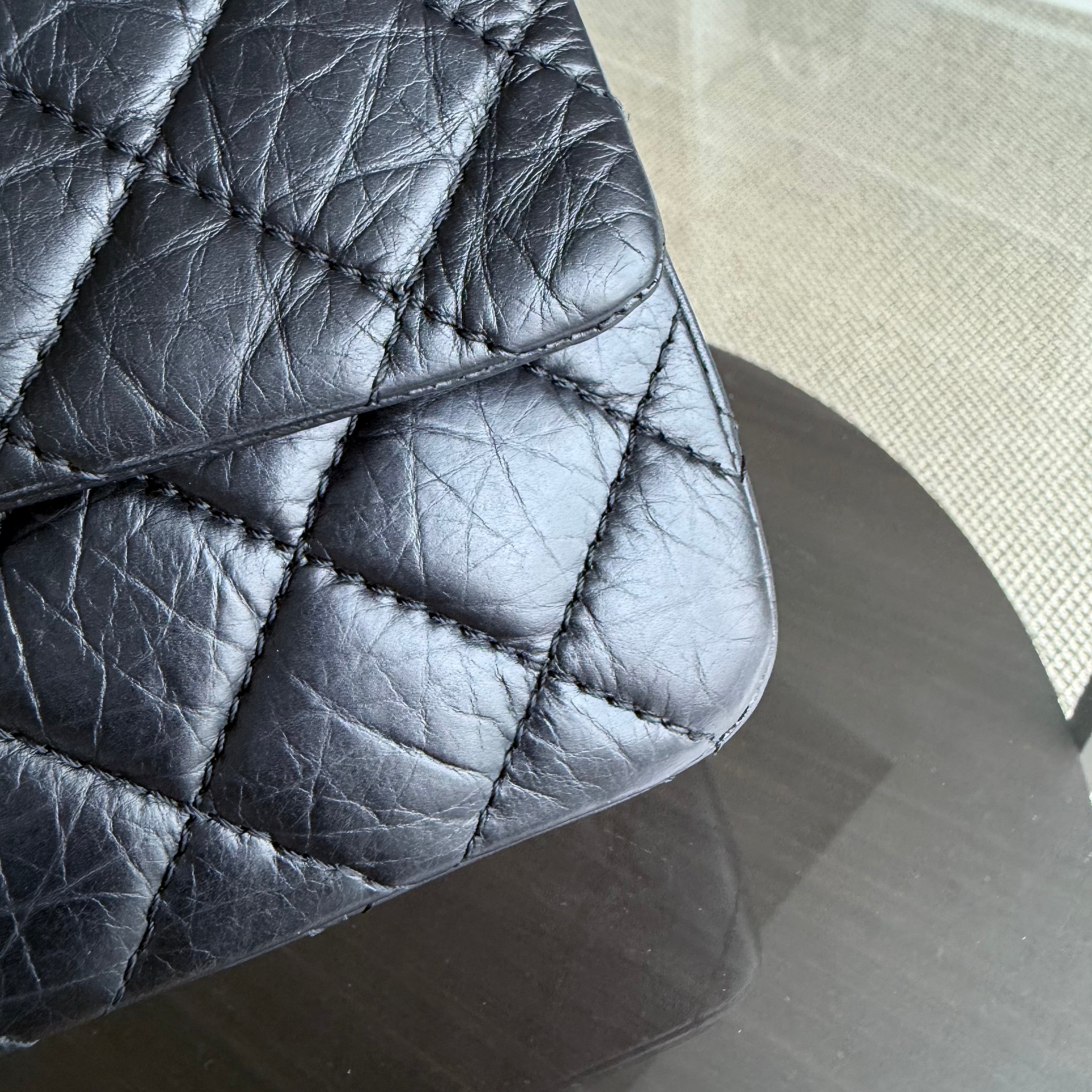 Chanel 2.55 Reissue 227 - Aged Calfskin Quilted Black Ruthenium Silver Hardware Series 13