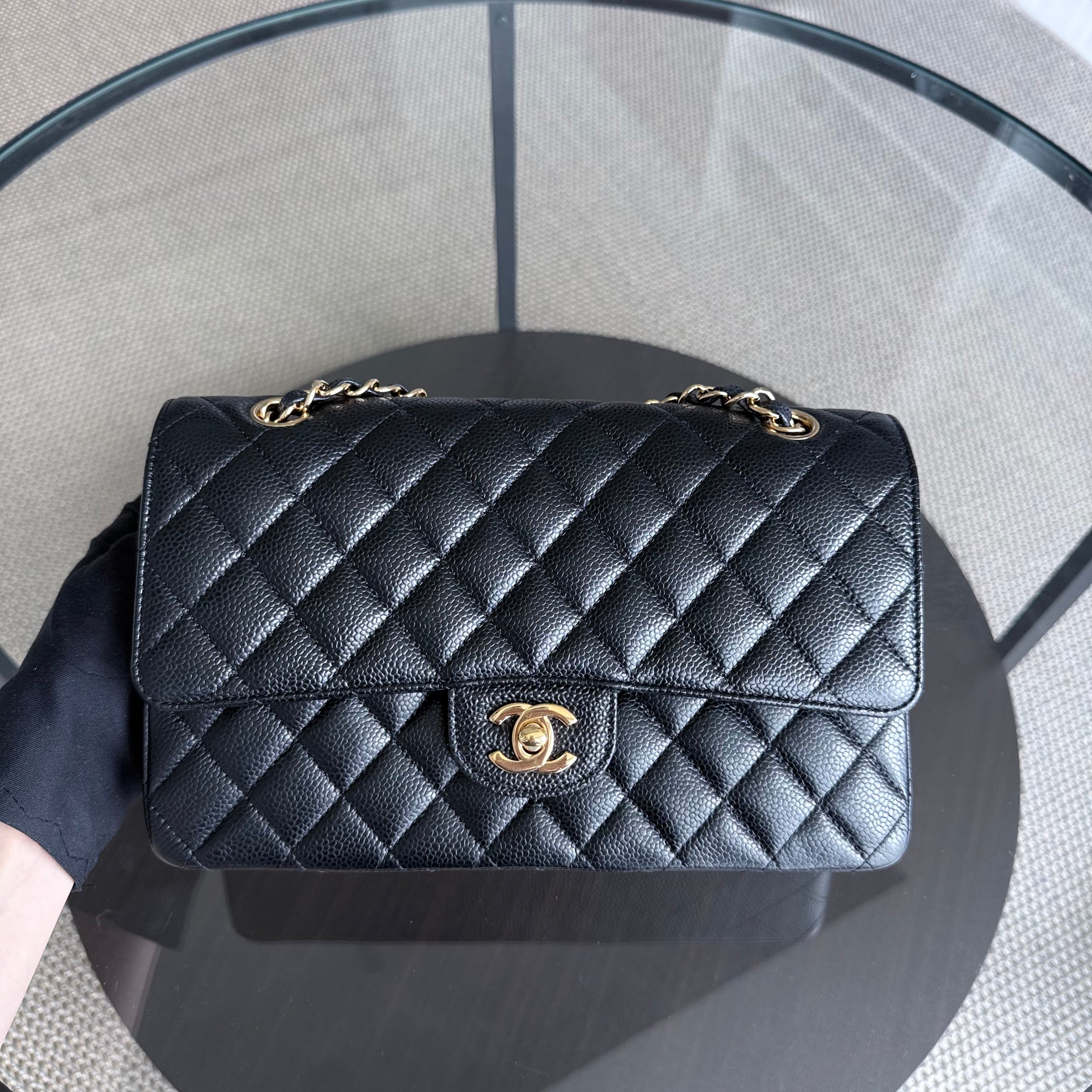Chanel Classic Flap Medium - Caviar 25CM Quilted Black Gold Hardware Series 19