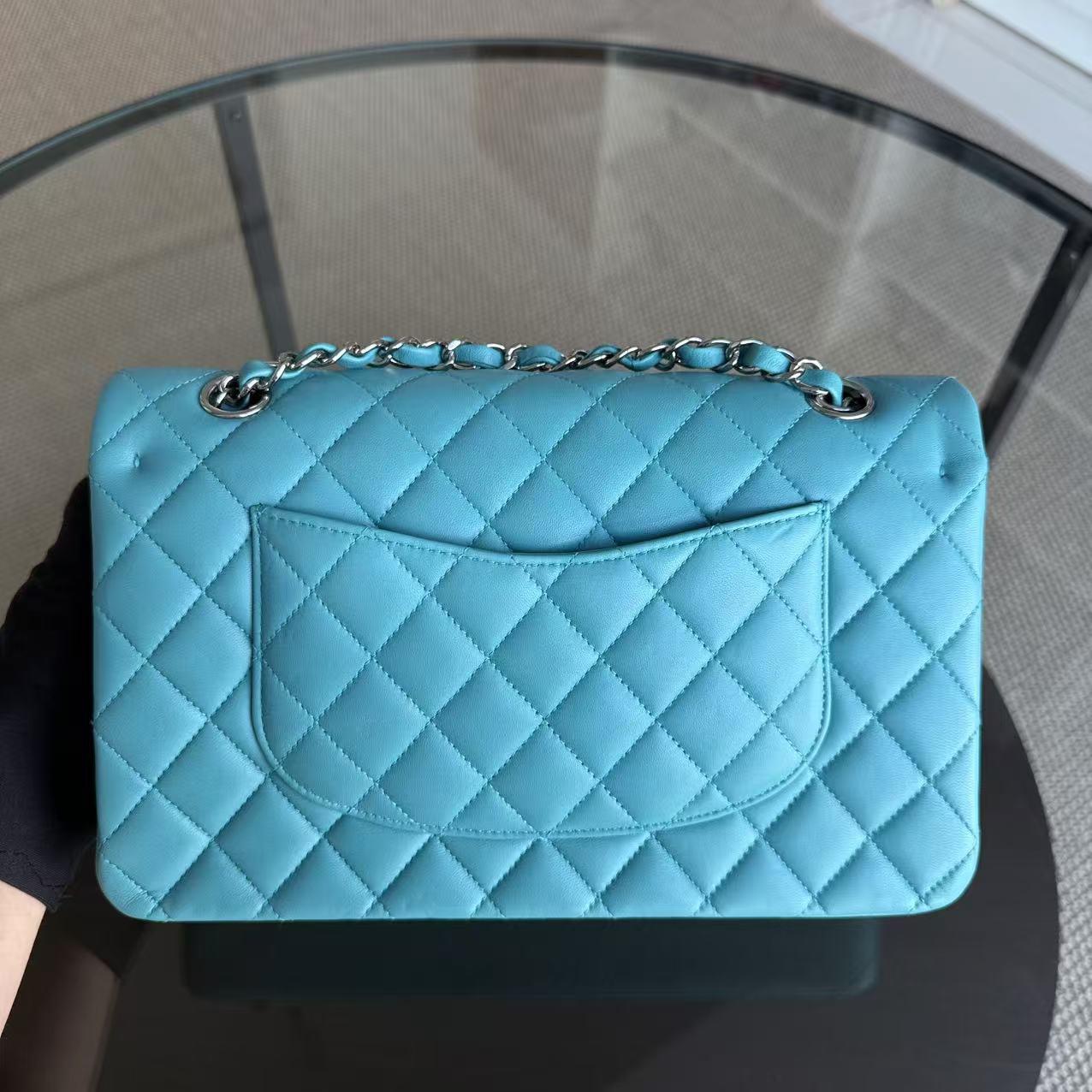 *Unused* Chanel Classic Flap Medium - 25CM Quilted Lambskin Blue Silver Hardware Series 19