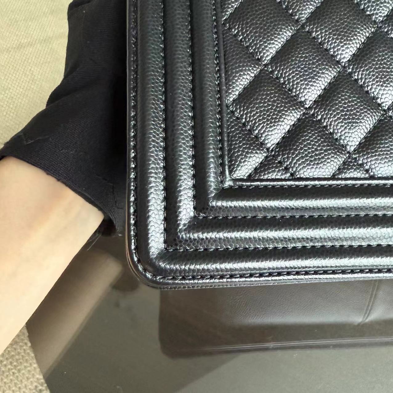 Chanel Boy Medium - Caviar 25CM Quilted Black Gold Hardware Sereis 27