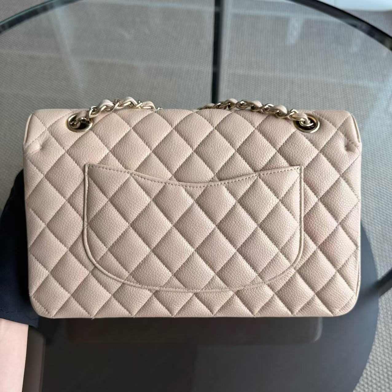 Chanel Classic Flap Medium - Caviar 25CM Quilted Beige Gold Hardware Series 23