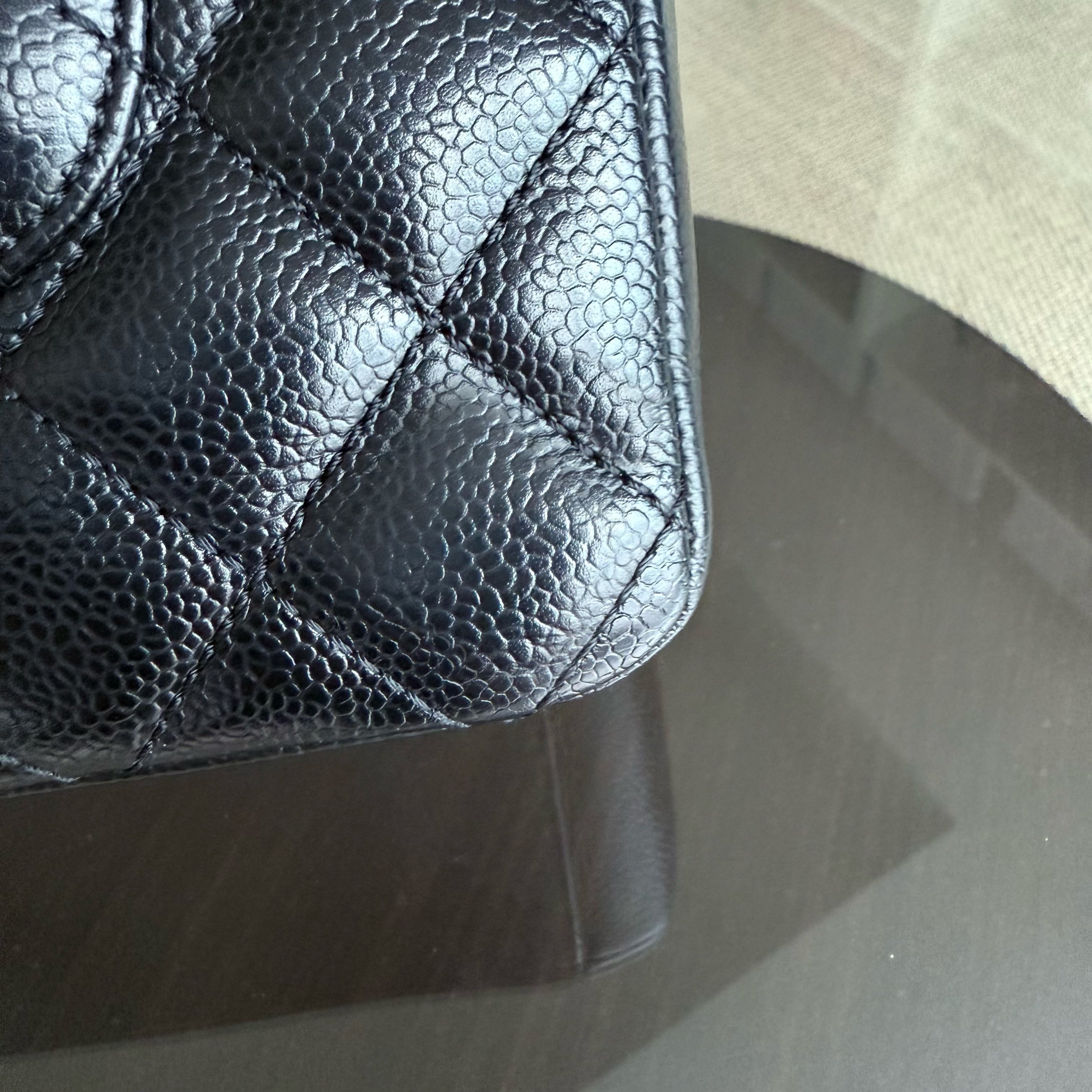 Chanel PST Petite Shopping Tote - Caivar Quilted Black Gold Hardware Series 11