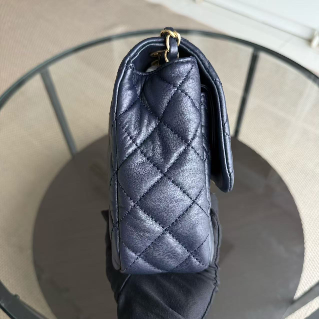 Chanel Quilted Flap - Seasonal Single Flap Lambskin Dark Navy Blue Gold Hardware Series 18