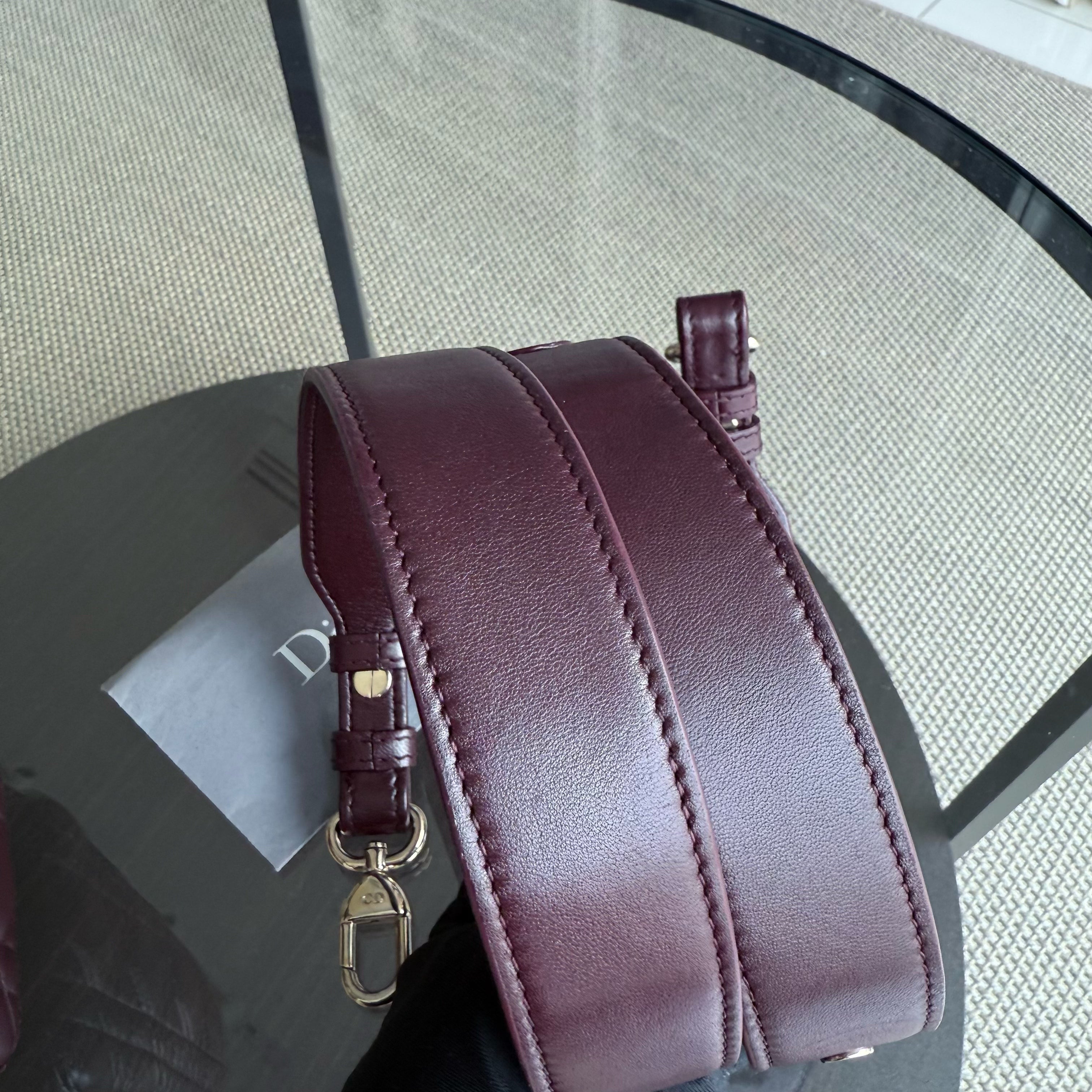 Dior Lady Small Flap - Cannage Lambskin Burgundy Red Gold Hardware