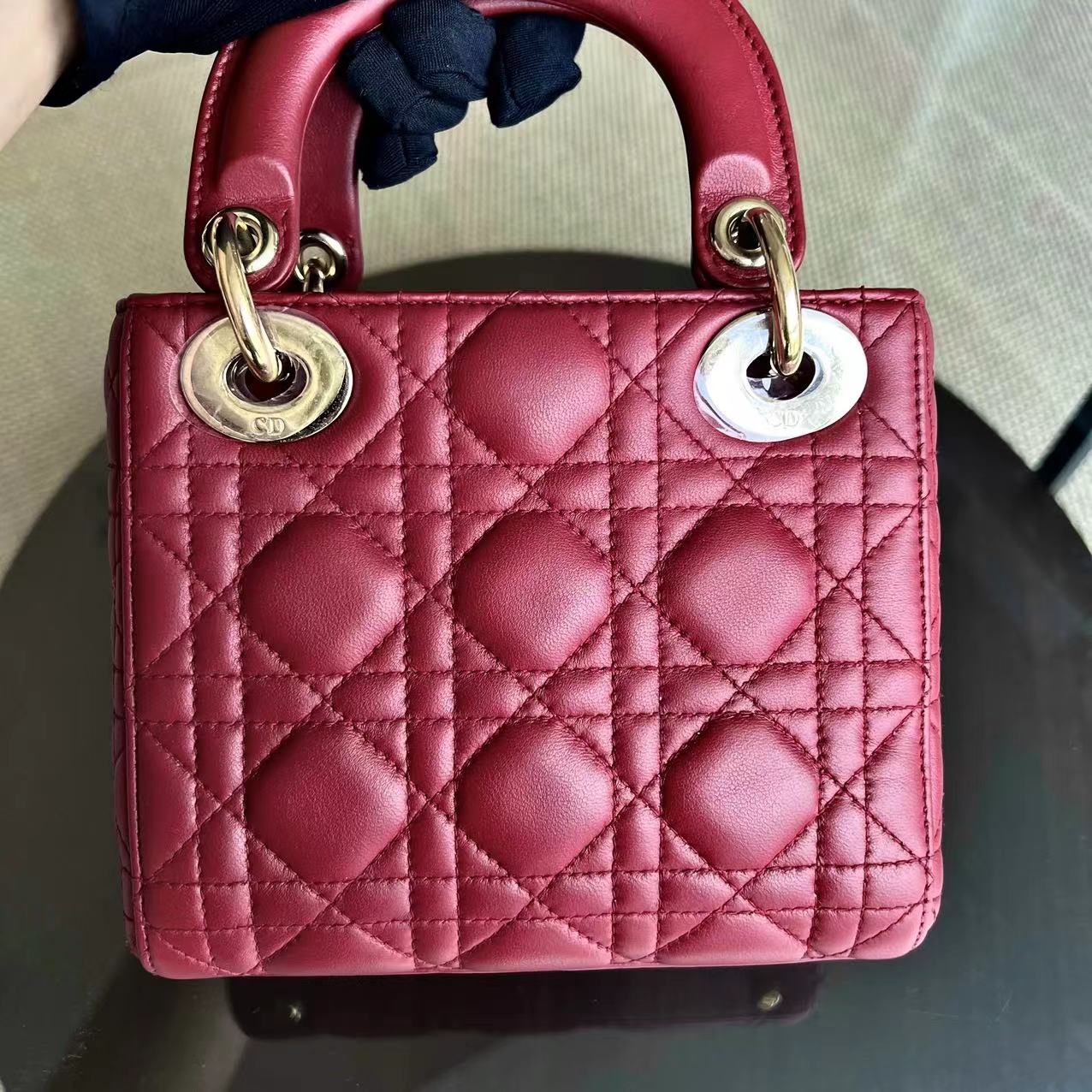 Dior Lady Mini - Cannage Lambskin Red Golden Hardware