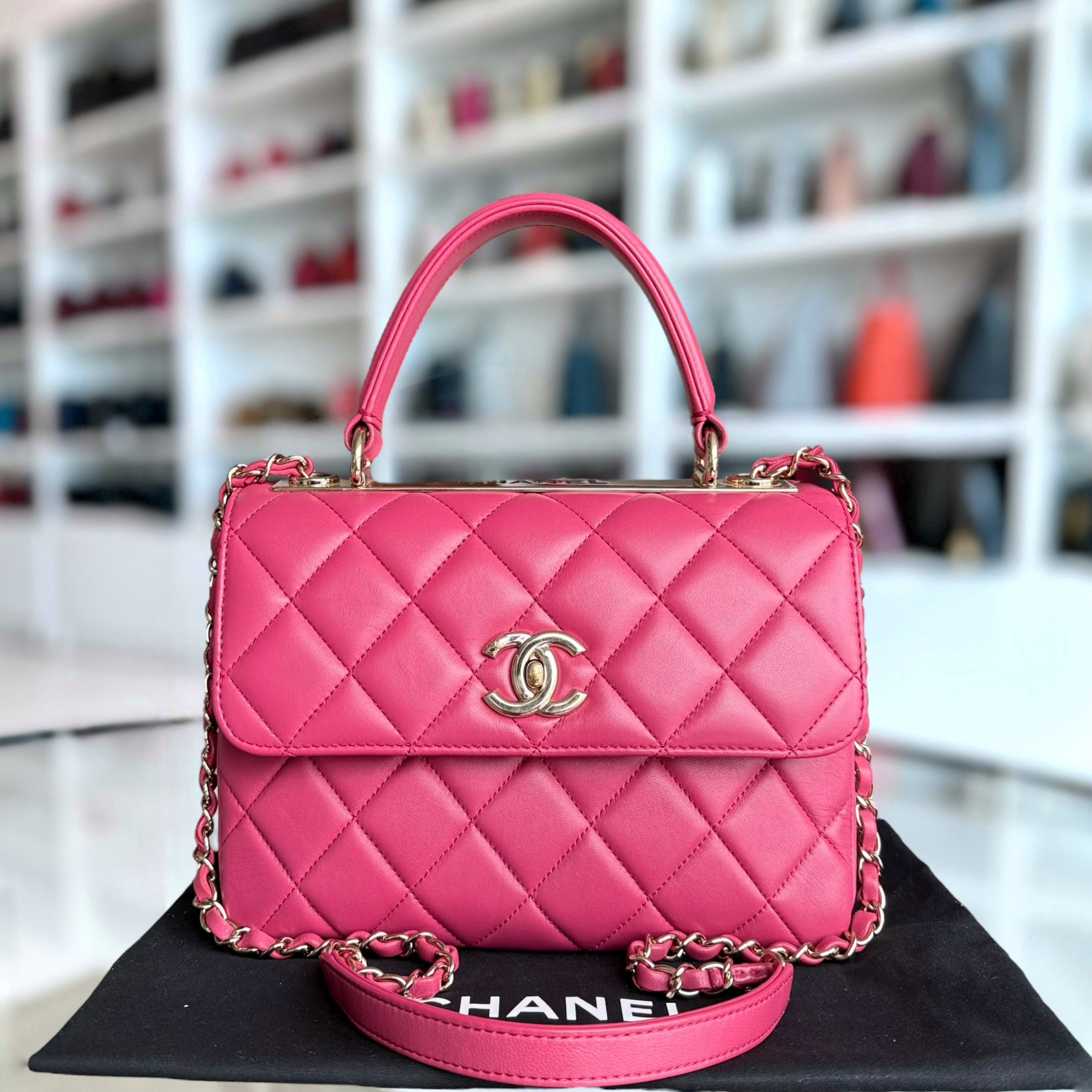 Chanel Trendy CC Small - Quilted Lambskin Hot Pink Gold Hardware Series 26