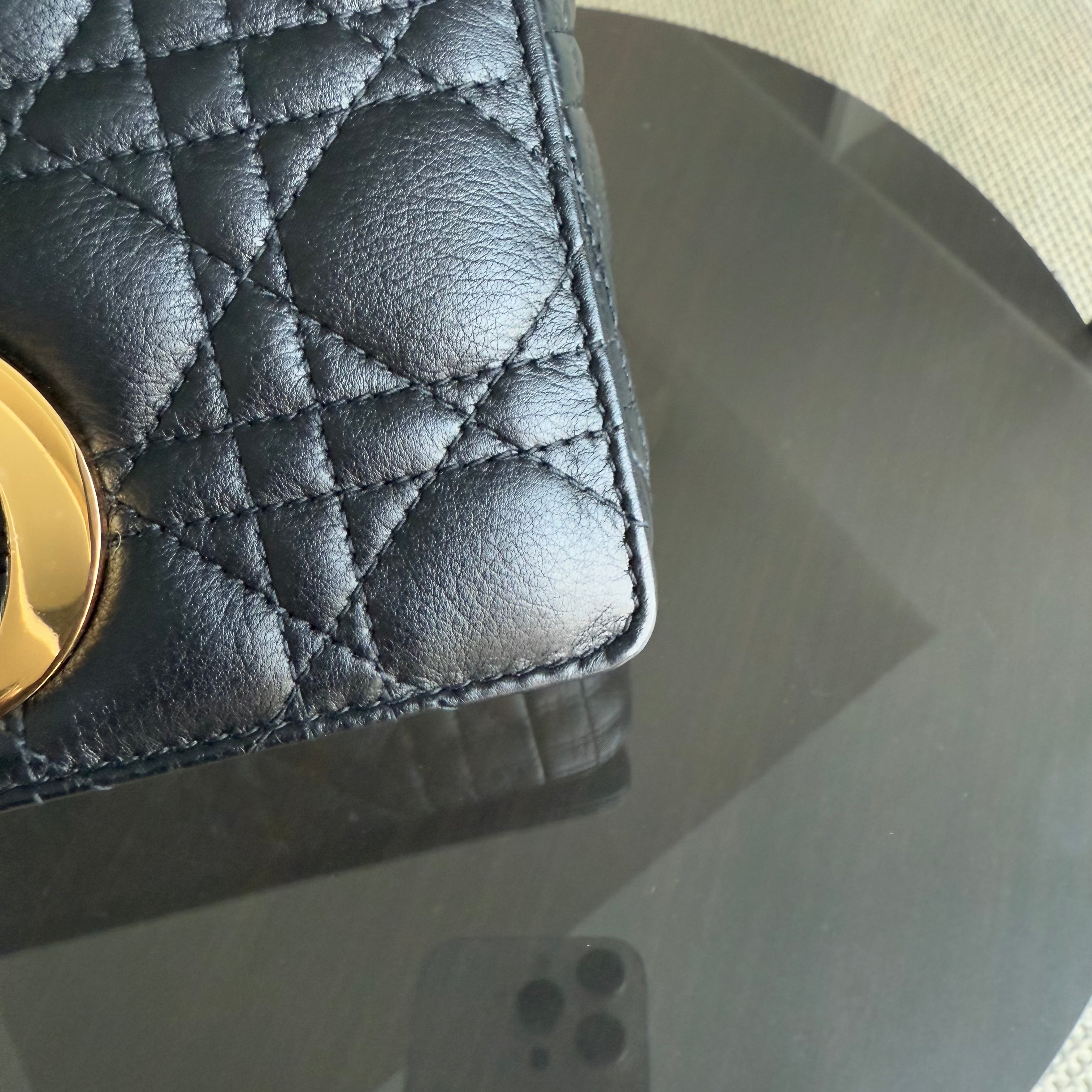 Dior Caro Small - Cannage Calfskin Black Gold Hardware