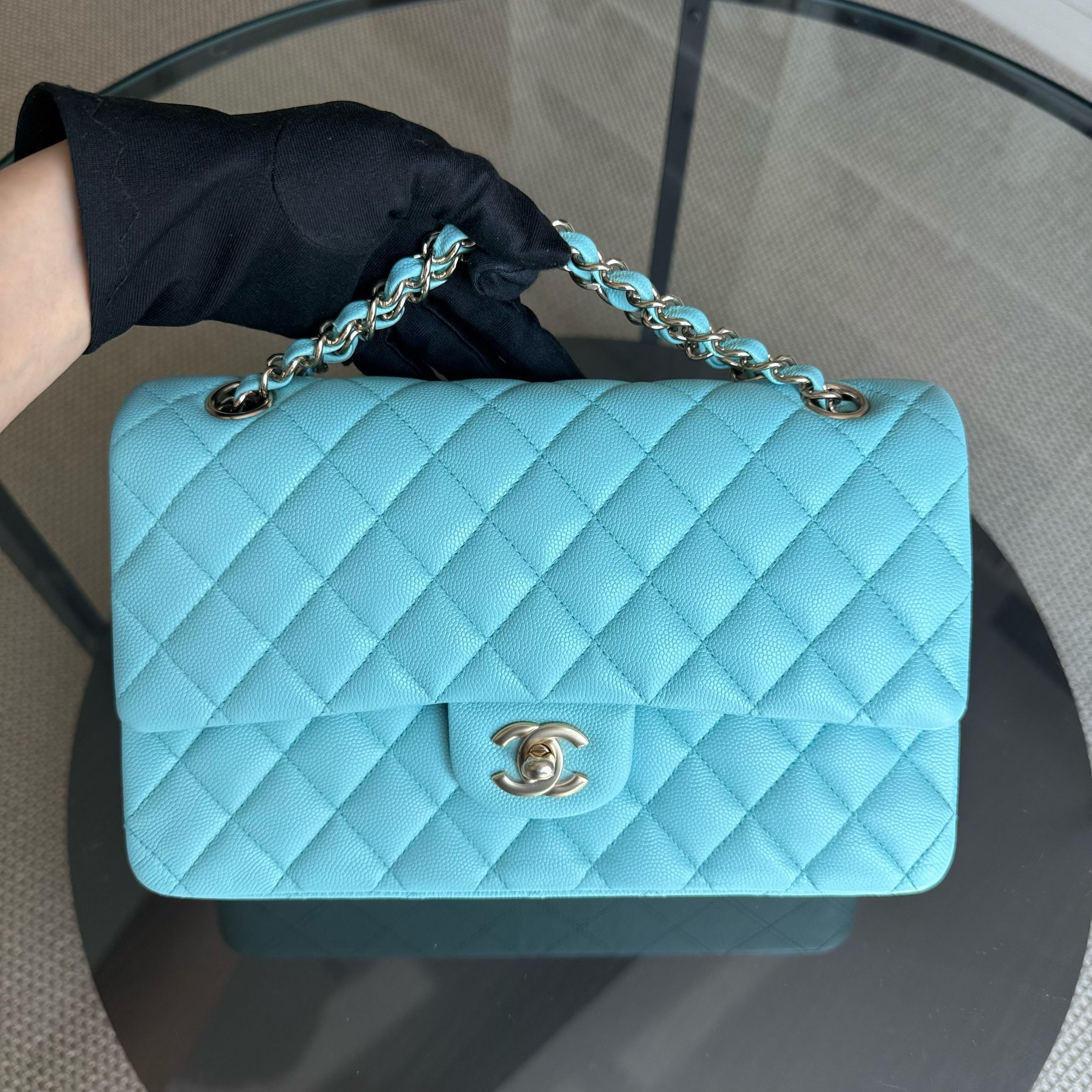 Chanel Classic Flap Medium - Caviar 25CM Quilted Light Blue Gold Hardware Series 26