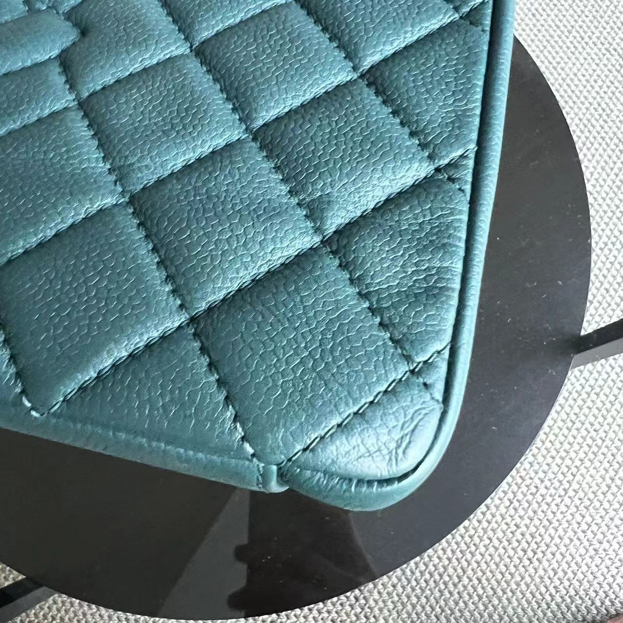 Balance 1 of Chanel Caviar GST Grand Shopping Tote Quilted Grained Calfskin Green Blue Malachite Silver Hardware Series 14 - Luxury Evermore