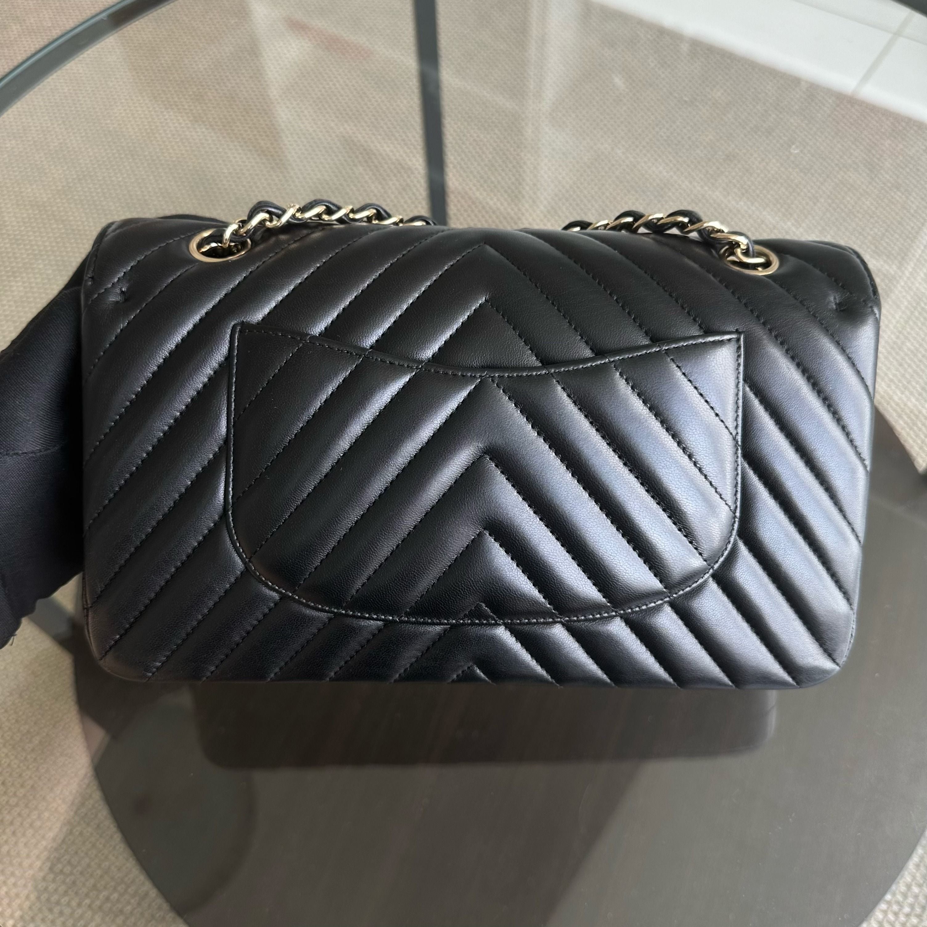 Balance 1 of Chanel Medium Classic Flap Double Flap 25CM Chevron Lambskin Black GHW No 24 - Luxury Evermore