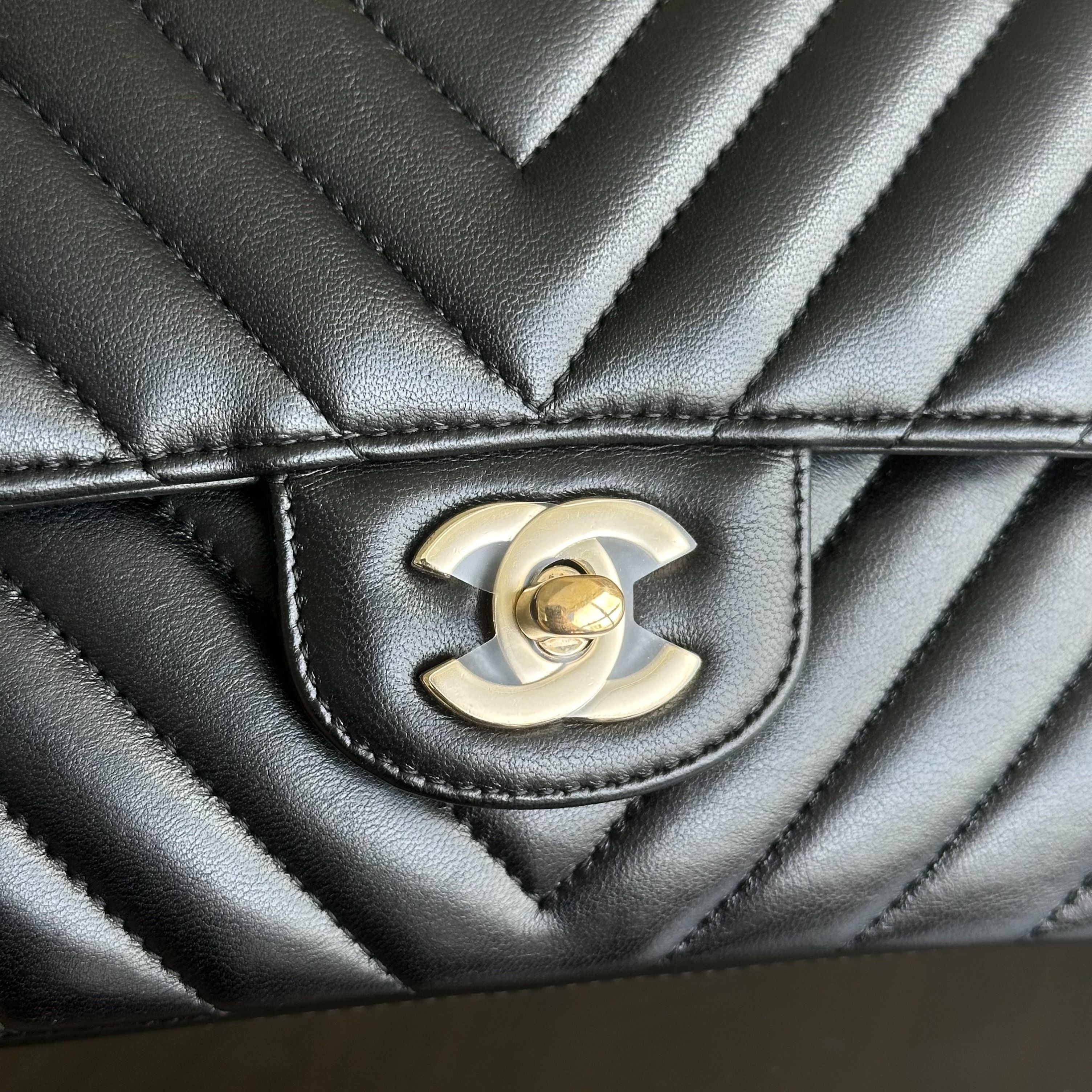 Balance 1 of Chanel Medium Classic Flap Double Flap 25CM Chevron Lambskin Black GHW No 24 - Luxury Evermore