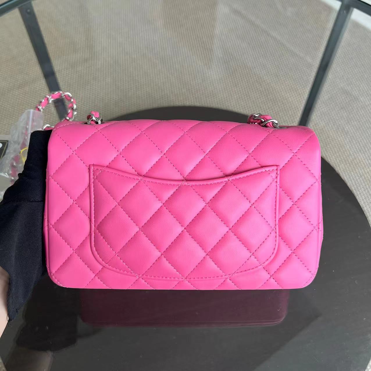 Balance of *Unused* Chanel Mini Rectangular Classic Flap Quilted Lambskin Pink SHW No 27 - Luxury Evermore