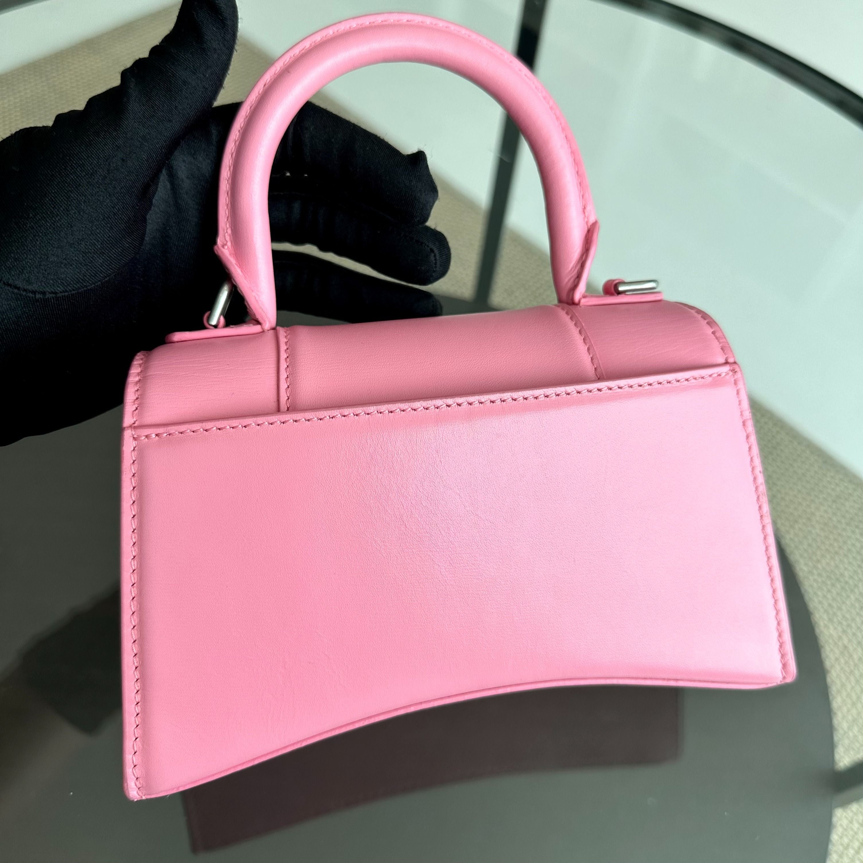 Balenciaga Hourglass XS Pink Smooth Calfskin Pink Dimond Hardware - Luxury Evermore