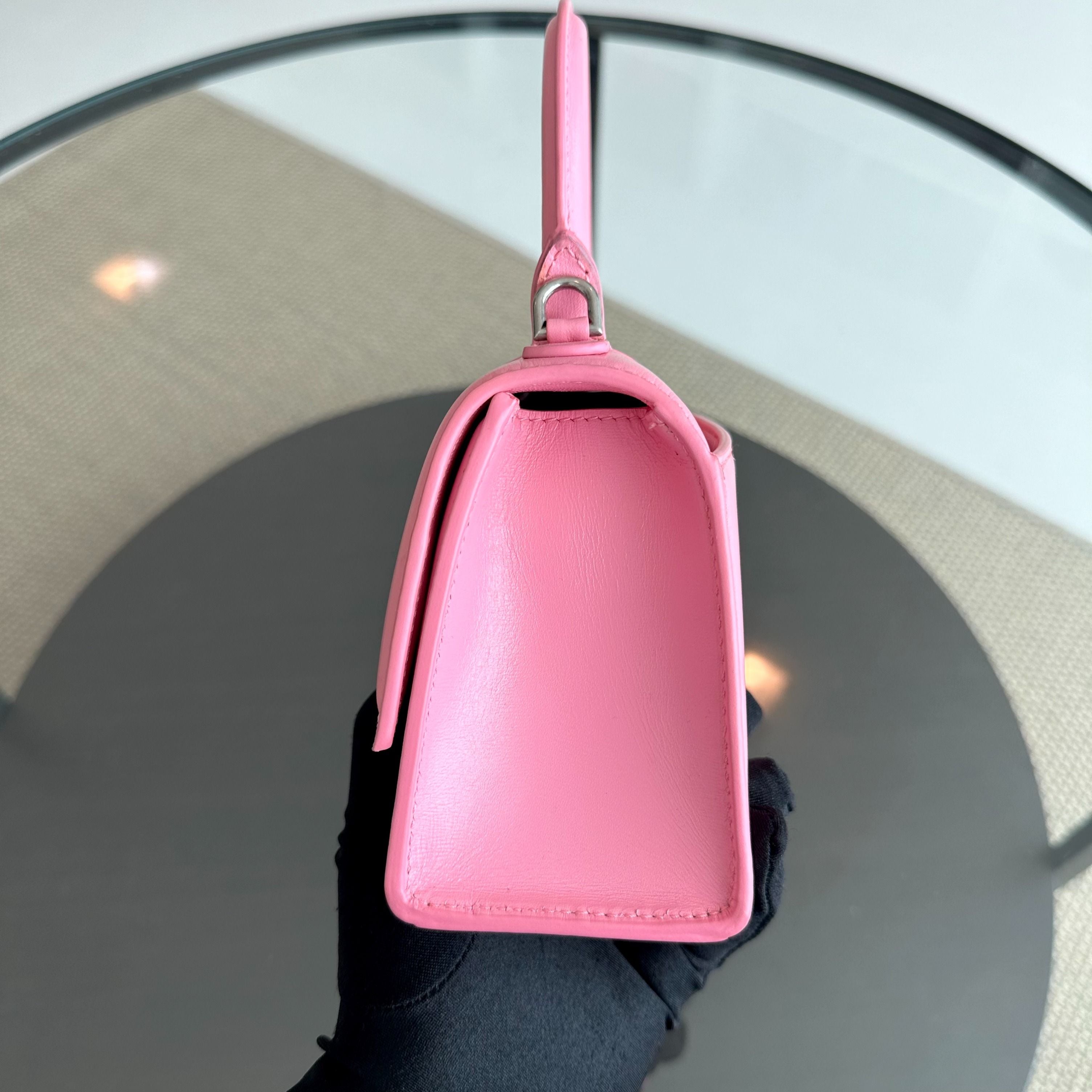 Balenciaga Hourglass XS Pink Smooth Calfskin Pink Dimond Hardware - Luxury Evermore