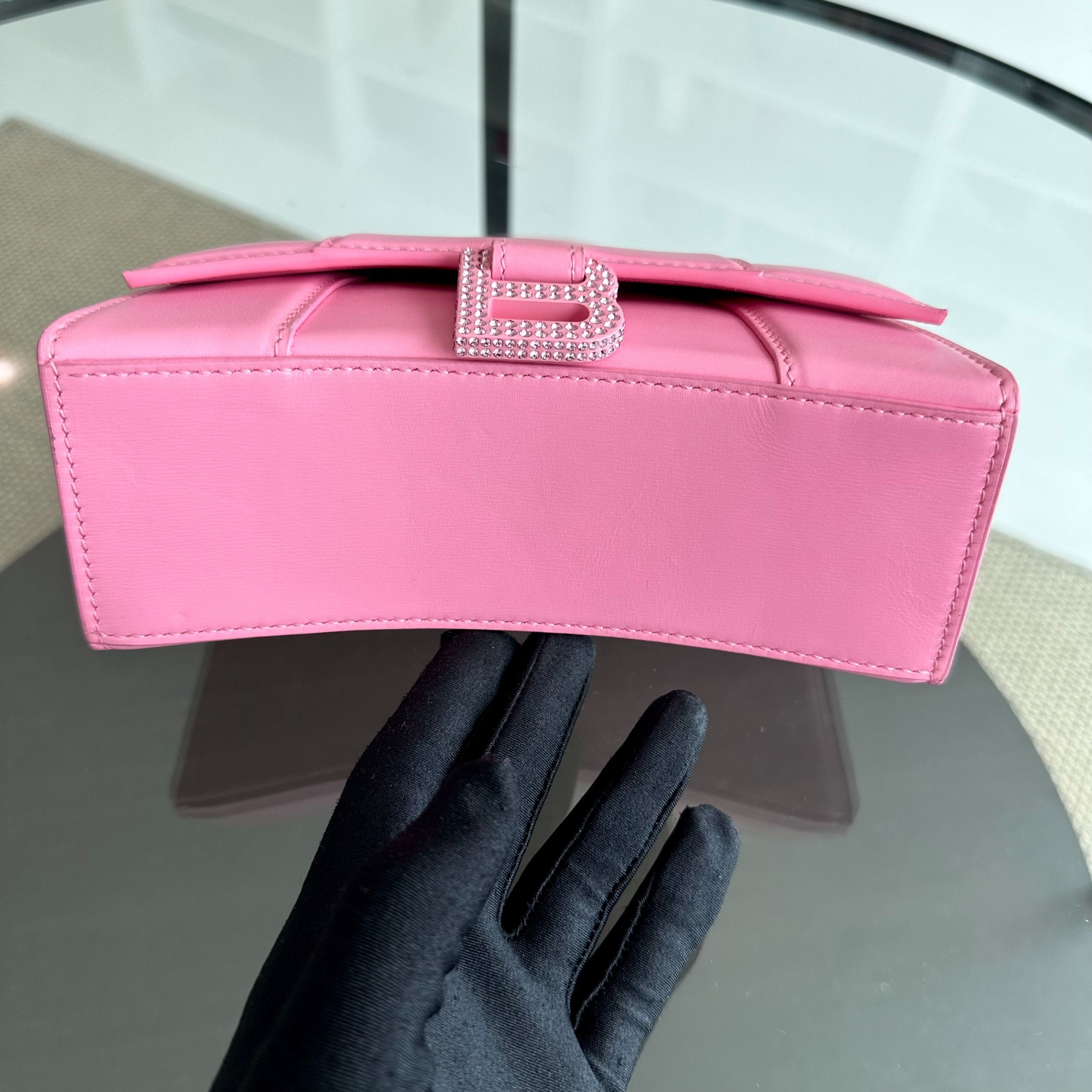 Balenciaga Hourglass XS Pink Smooth Calfskin Pink Dimond Hardware - Luxury Evermore