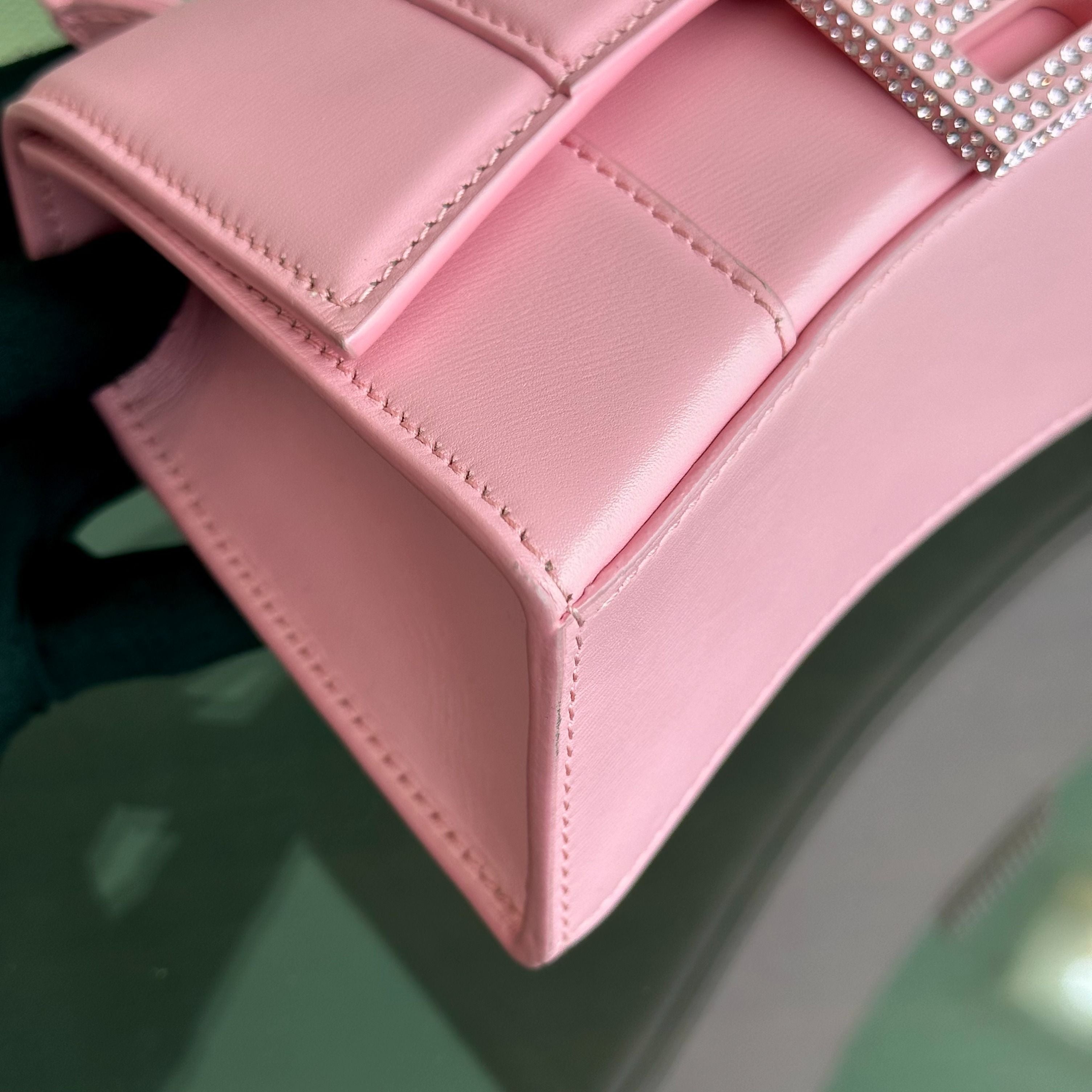 Balenciaga Hourglass XS Pink Smooth Calfskin Pink Dimond Hardware - Luxury Evermore