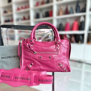 Balenciaga Mini Classic City Agneau Rose Magenta Pink SHW - Luxury Evermore