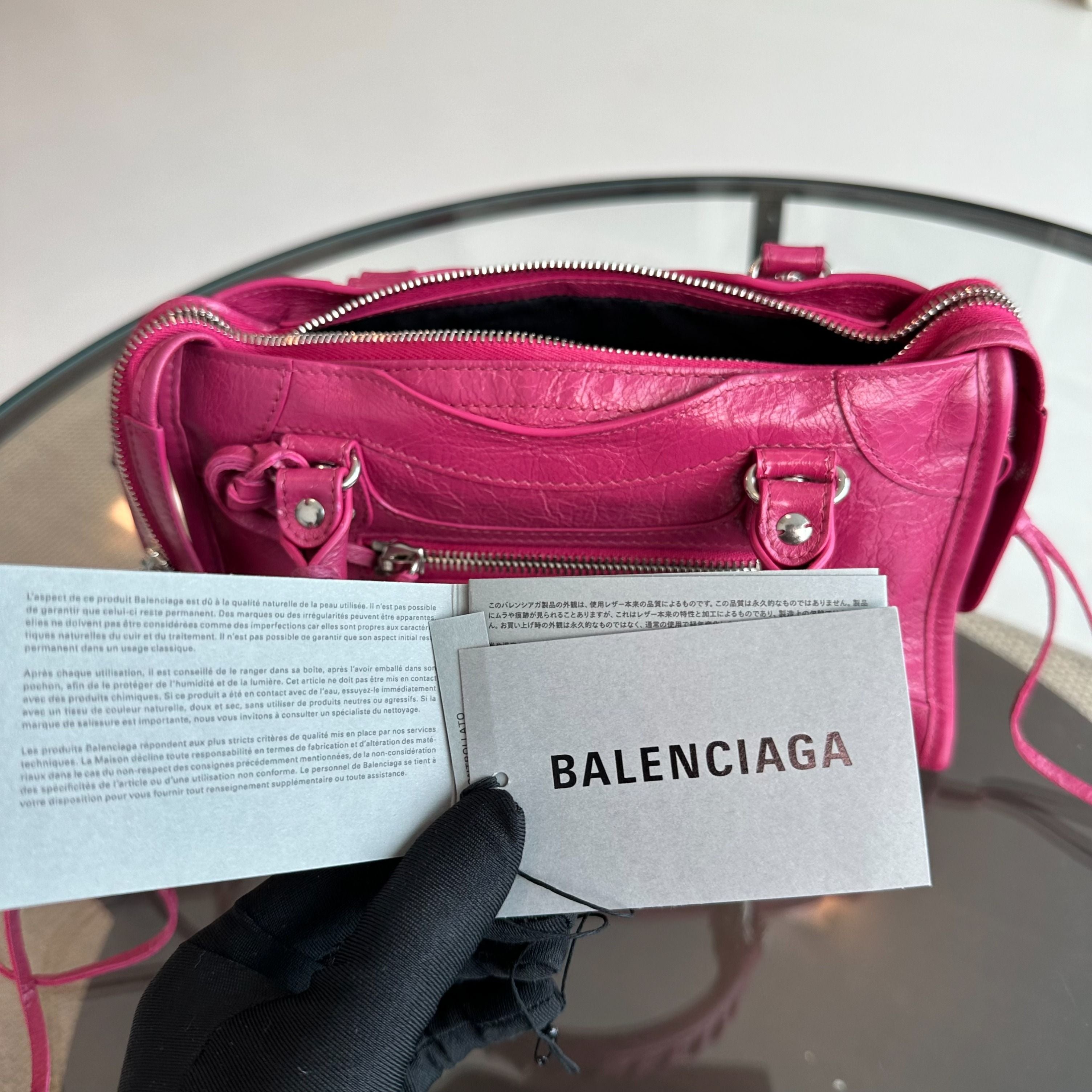 Balenciaga Mini Classic City Agneau Rose Magenta Pink SHW - Luxury Evermore