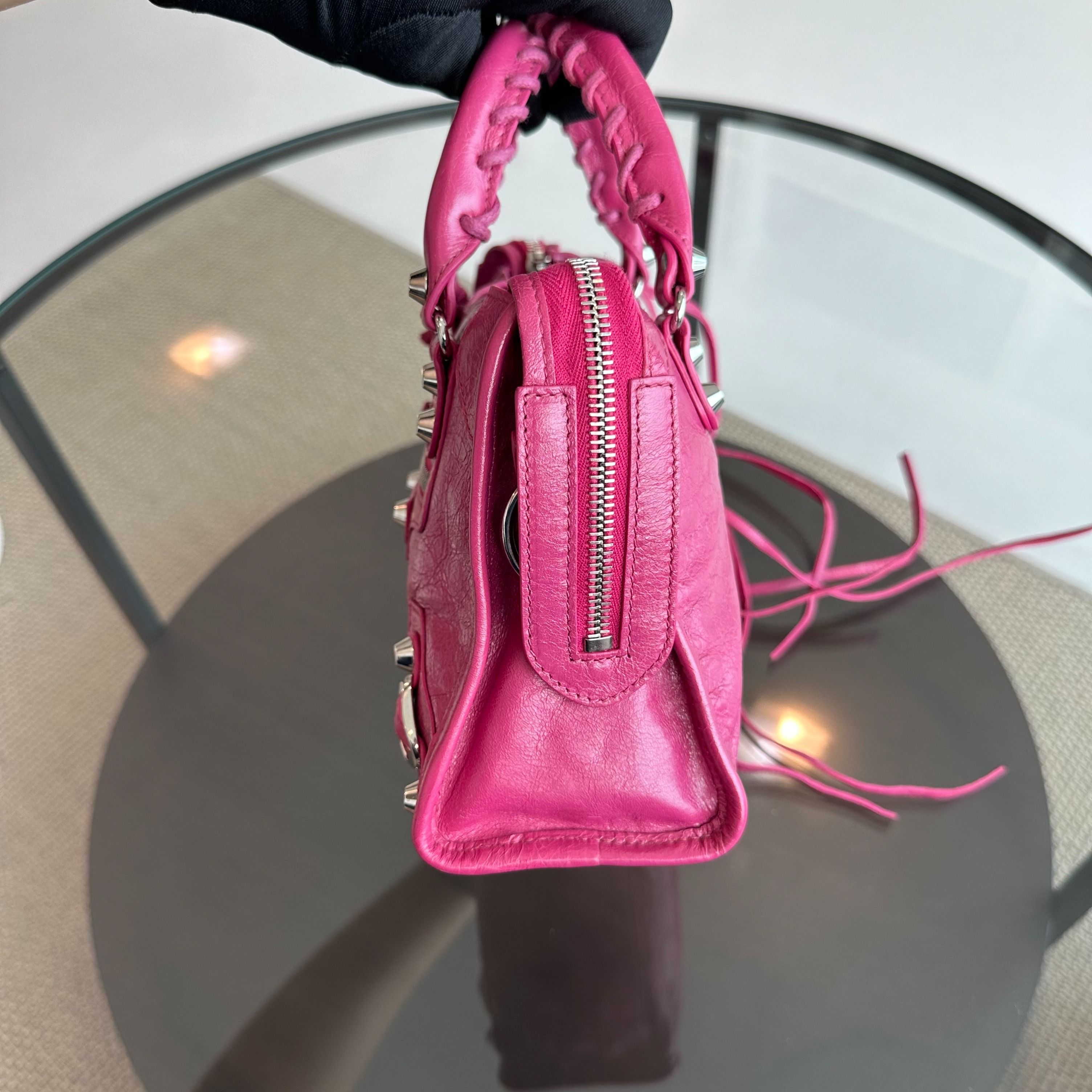 Balenciaga Mini Classic City Agneau Rose Magenta Pink SHW - Luxury Evermore