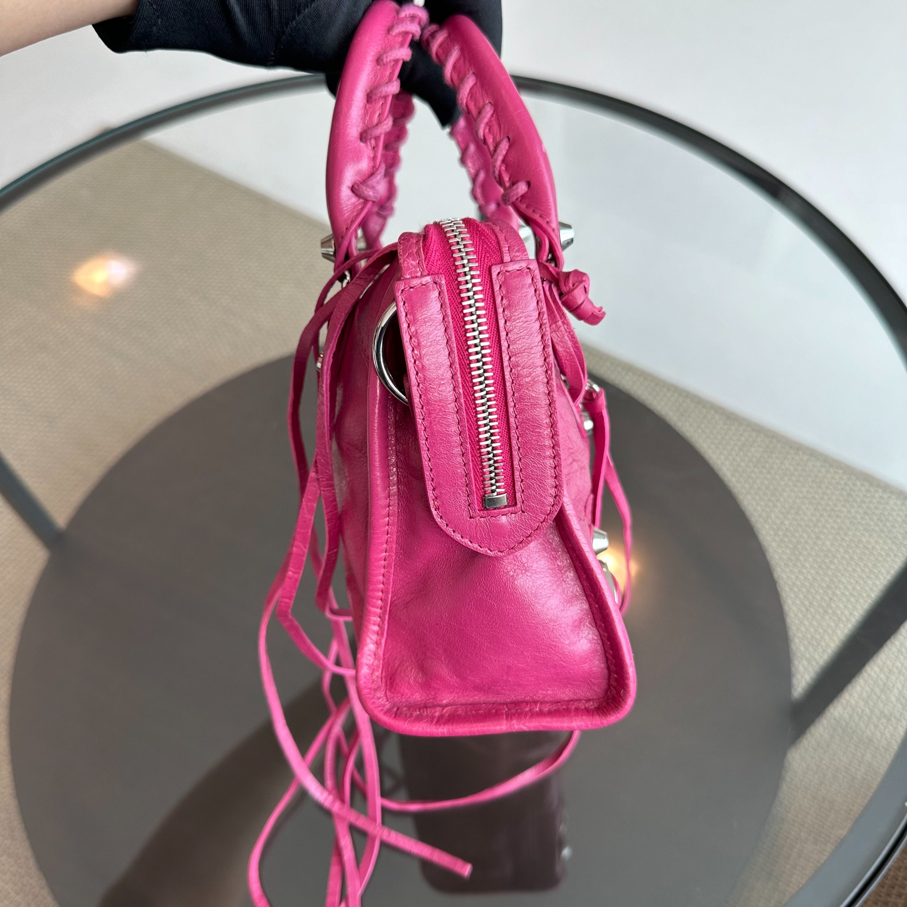 Balenciaga Mini Classic City Agneau Rose Magenta Pink SHW - Luxury Evermore