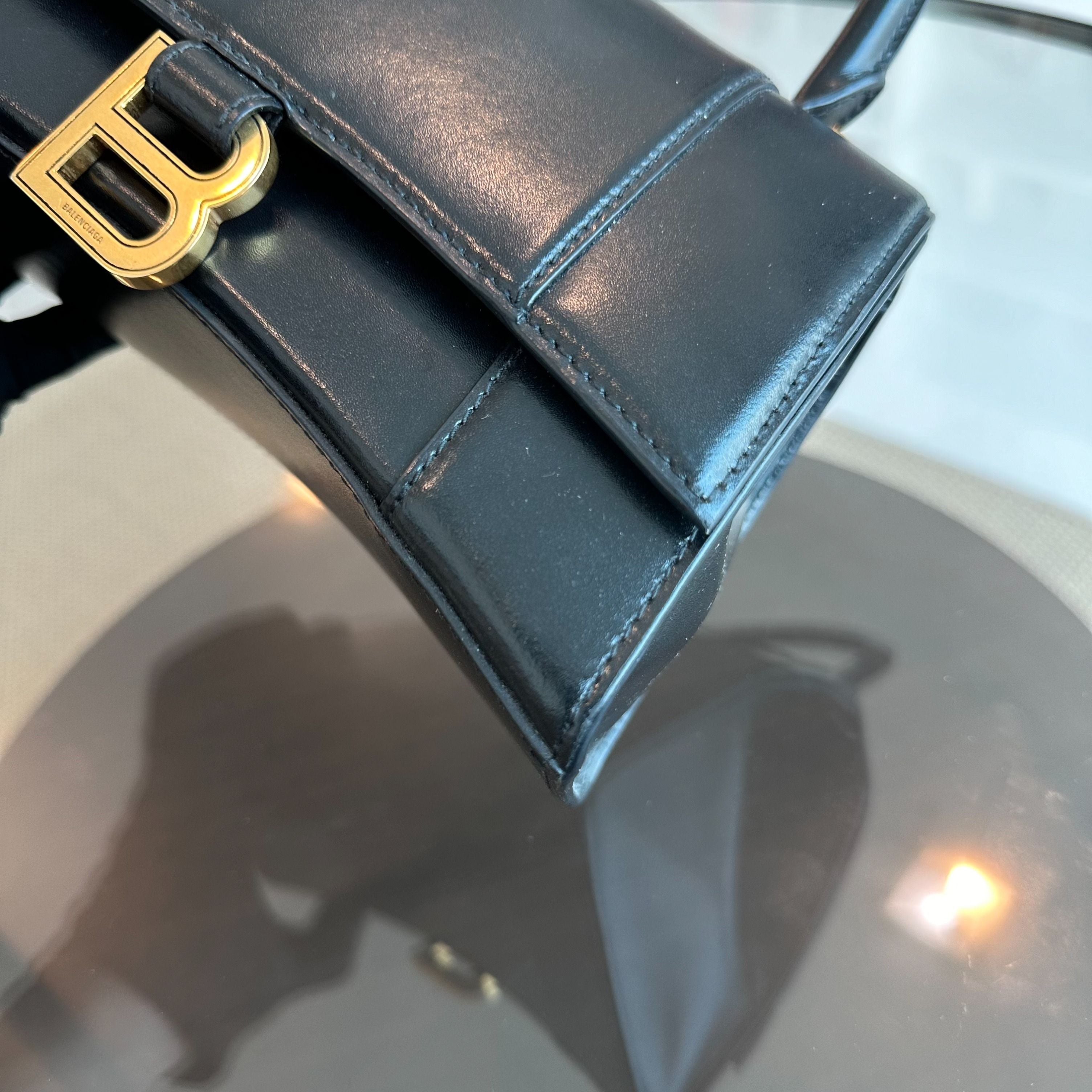 Balenciaga Hourglass Small S Smooth Calfskin Top-hand Crossbody Bag Black