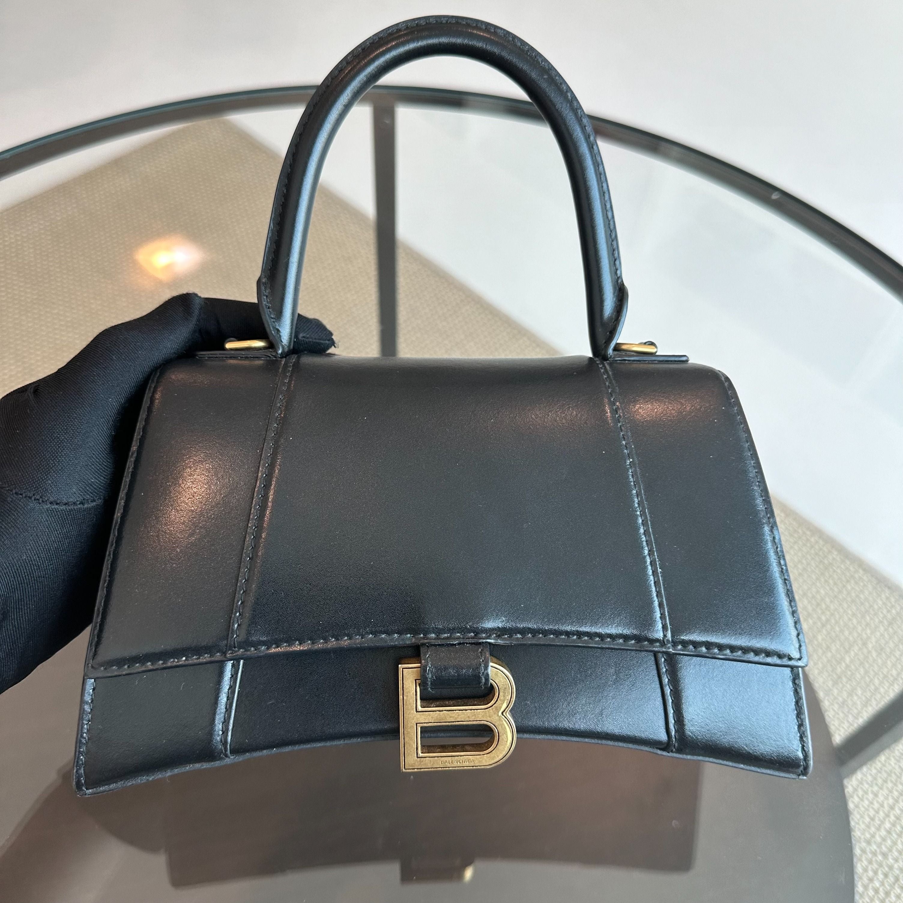 Balenciaga Hourglass Small S Smooth Calfskin Top-hand Crossbody Bag Black