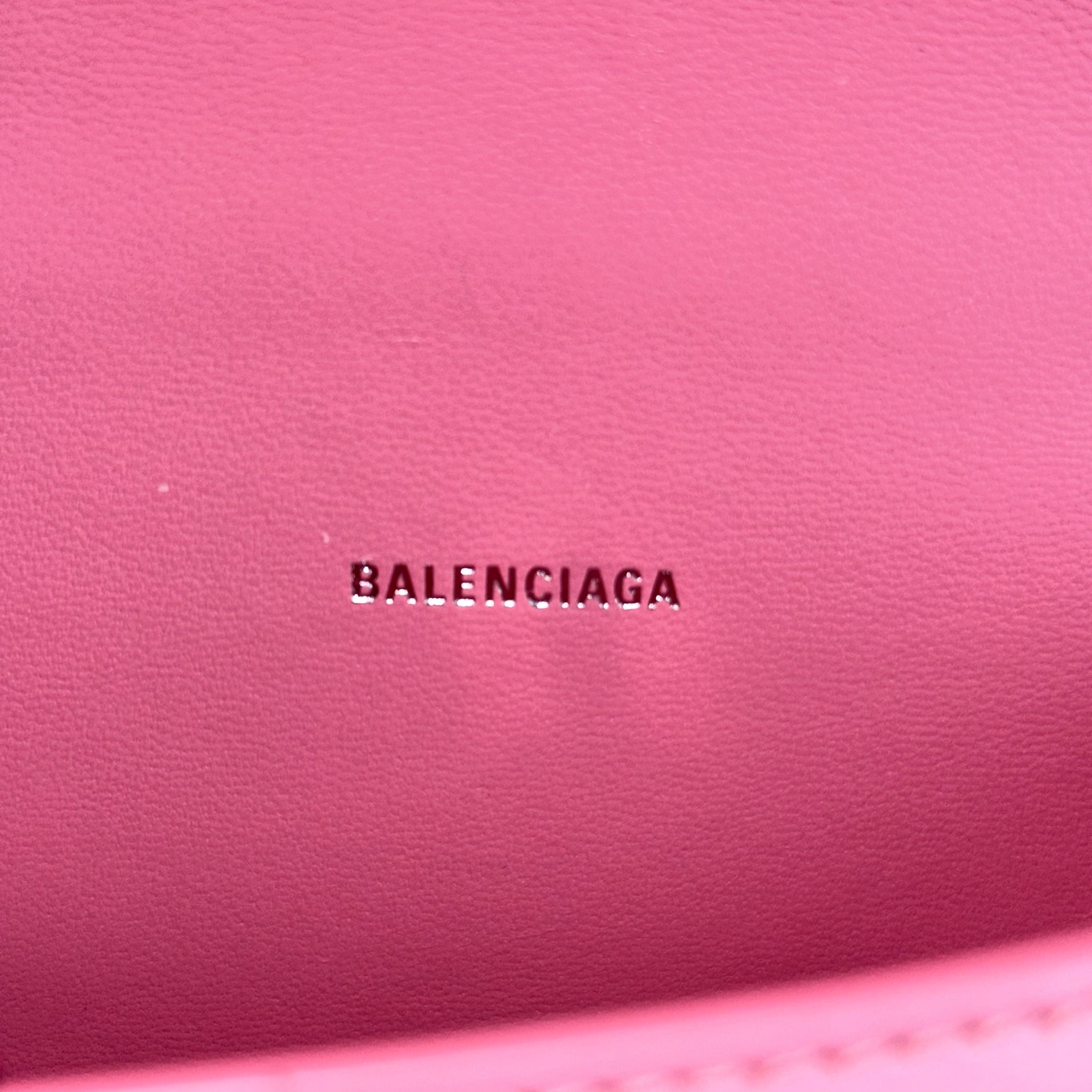 Balenciaga Hourglass XS Pink Smooth Calfskin Pink Dimond Hardware