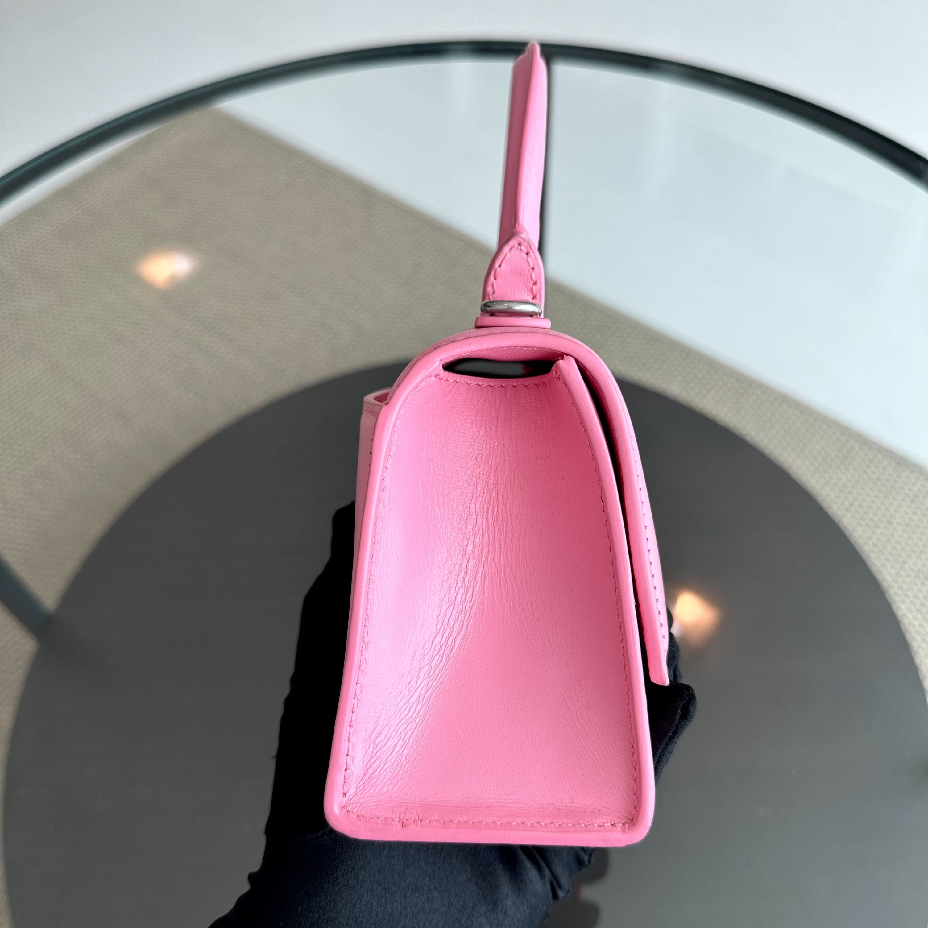 Balenciaga Hourglass XS Pink Smooth Calfskin Pink Dimond Hardware