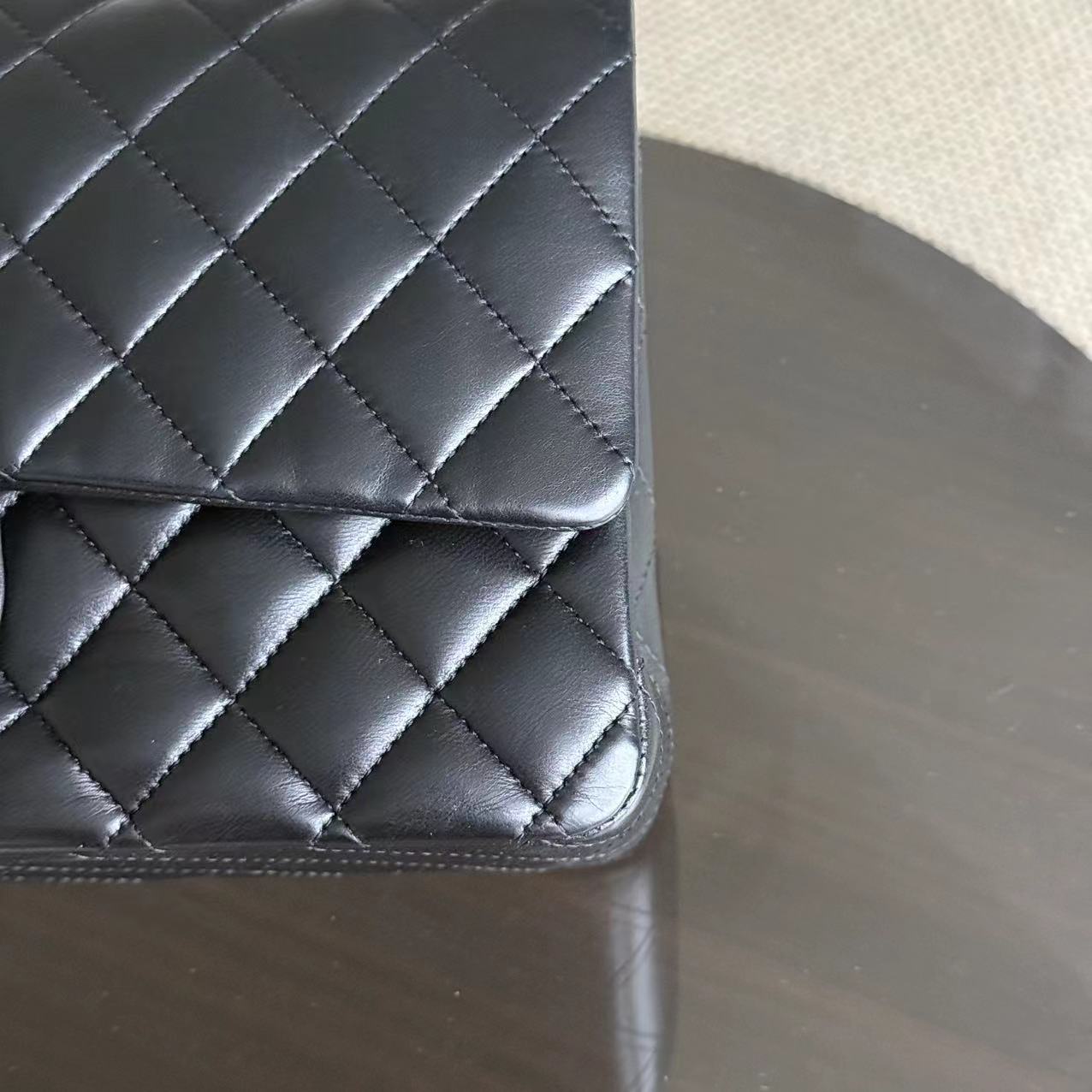 Chanel Classic Flap Medium - 25CM Double Flap Quilted Lambskin Black Silver Hardware Series 19