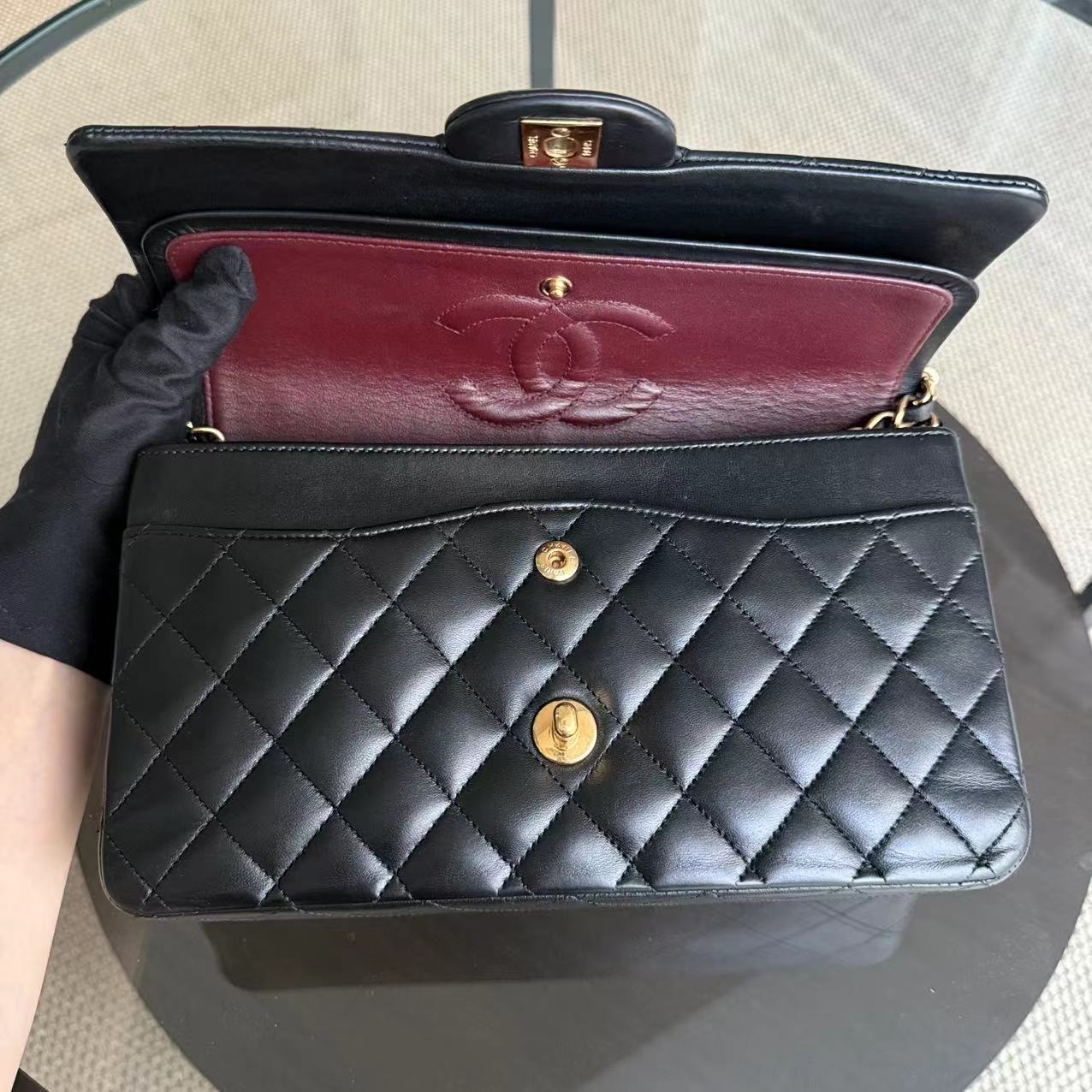 Chanel Classic Flap Medium - Quilted Lambskin Black Gold Hardware Series 14