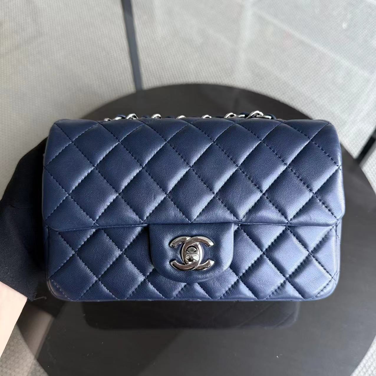 Chanel Classic Flap Mini Rectangle Quilted Lambskin Dark Navy Blue Series 28