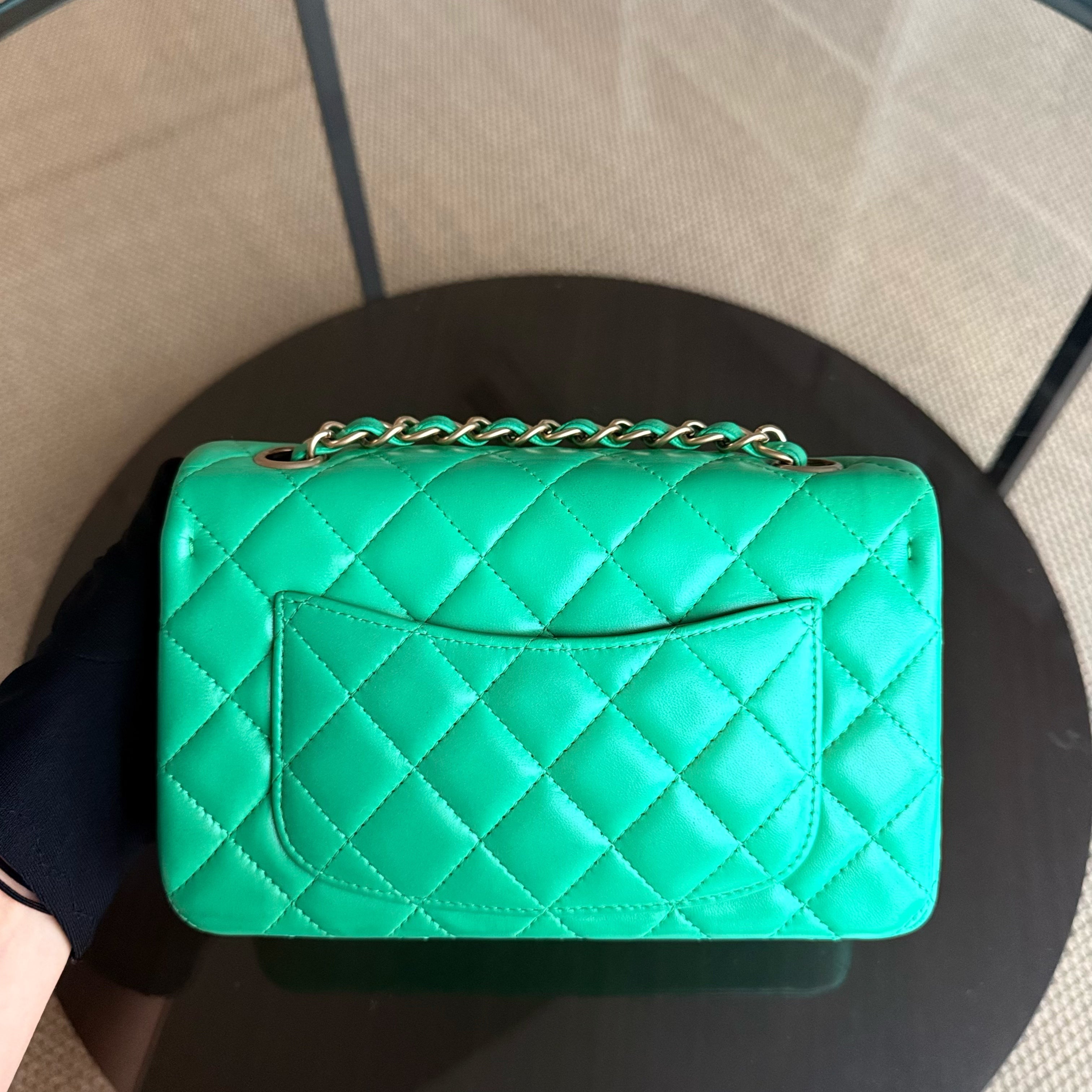 Chanel Classic Flap Mini - 20CM Quilted Lambskin Green Gold Hardware Series 18