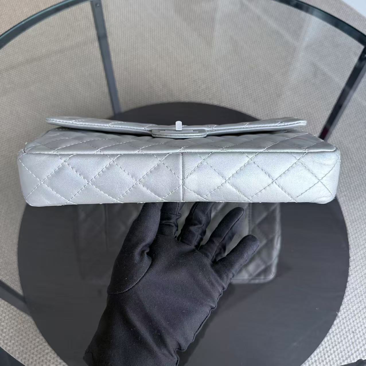 Chanel 2.55 Flap - Metallic Silver Quilted Lambskin Reissue Ruthenium Silver Hardware Series 12