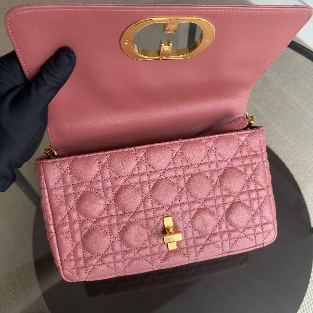 *Unused* Dior Caro - Medium Cannage Calfskin Pink Gold Hardware