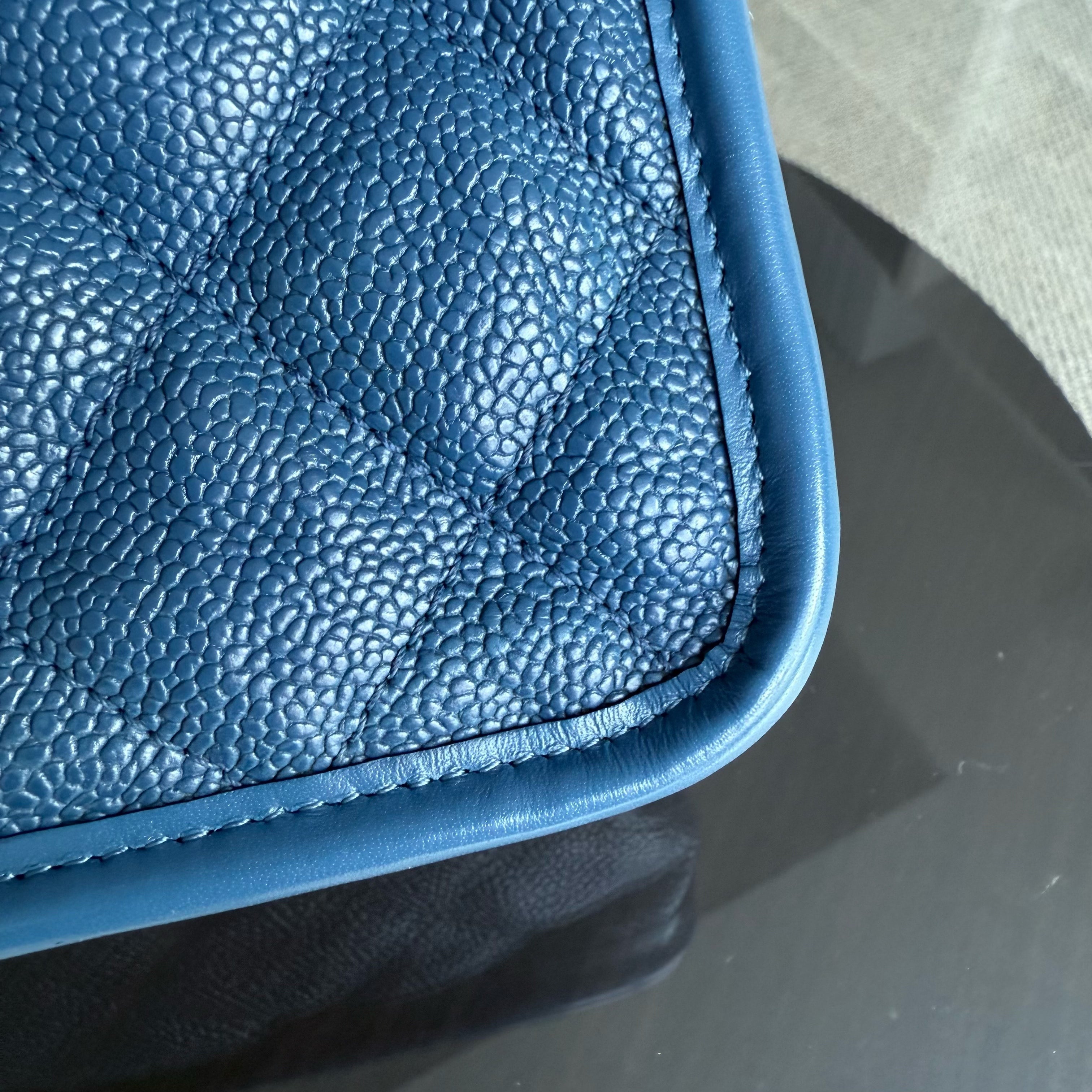 Chanel French Riviera Medium - Caviar Quilted Blue Silver Hardware Series 15