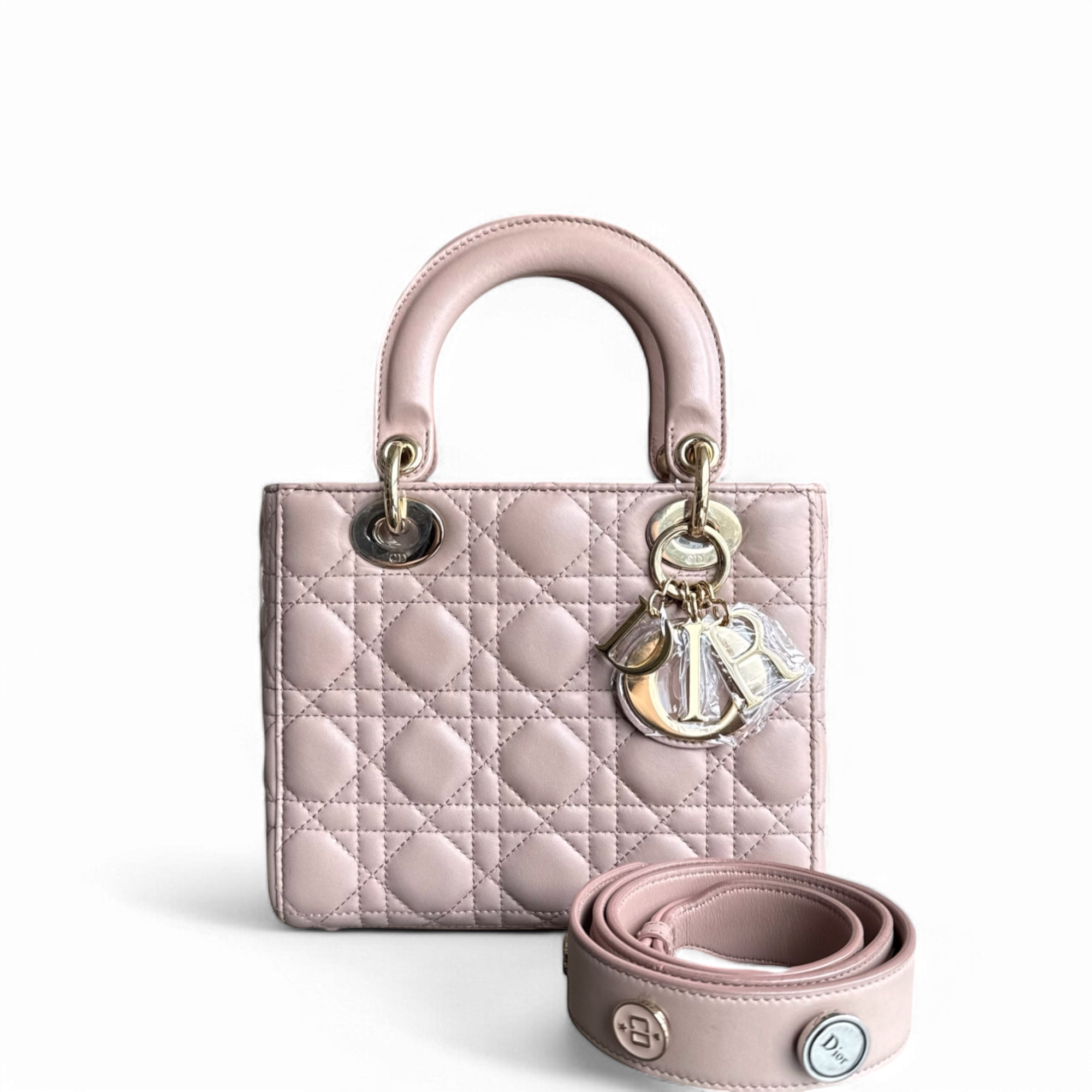 Dior Lady Small - Cannage Lambskin Light Pink Blush Gold Hardware