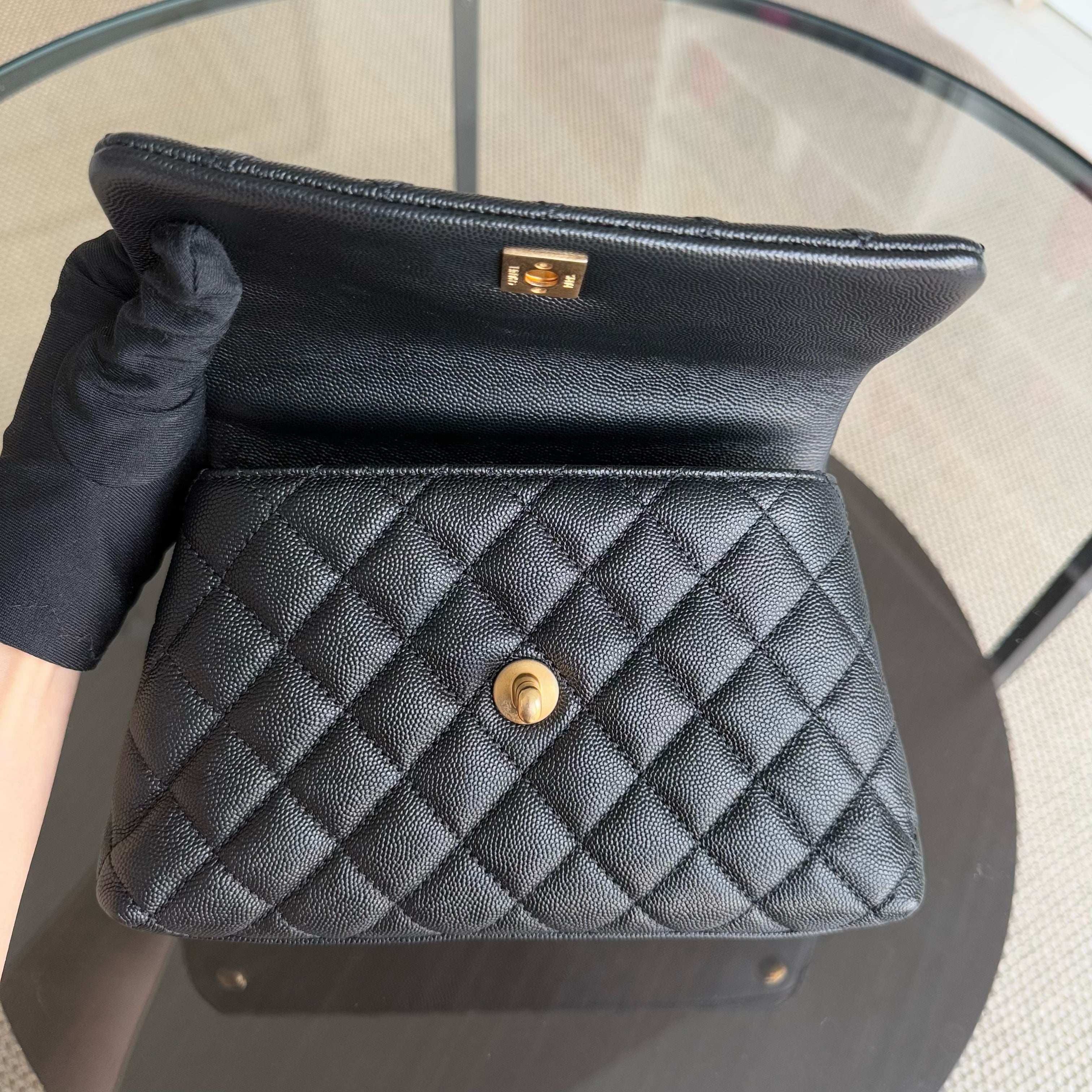 Chanel Coco Handle Small - Caviar Quilted Exotic Handle Black Gold Hardware Series 26