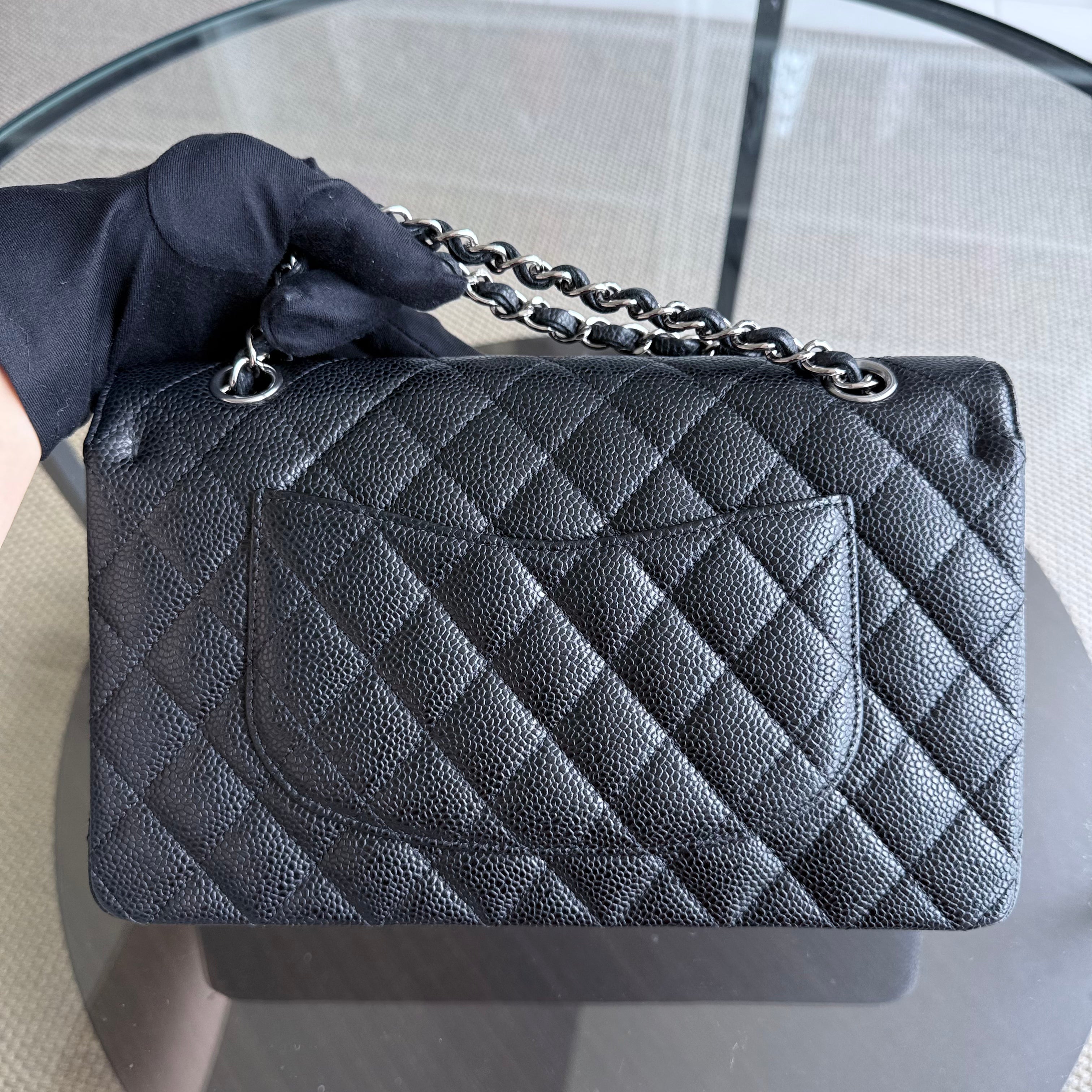 Chanel Classic Flap Medium - Caviar 25CM Quilted Black Silver Hardware Series 18