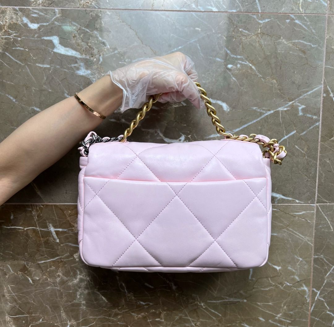 BNIB Chanel C19 Small 19 Lambskin Sakura Pink Micro Chip - Luxury Evermore