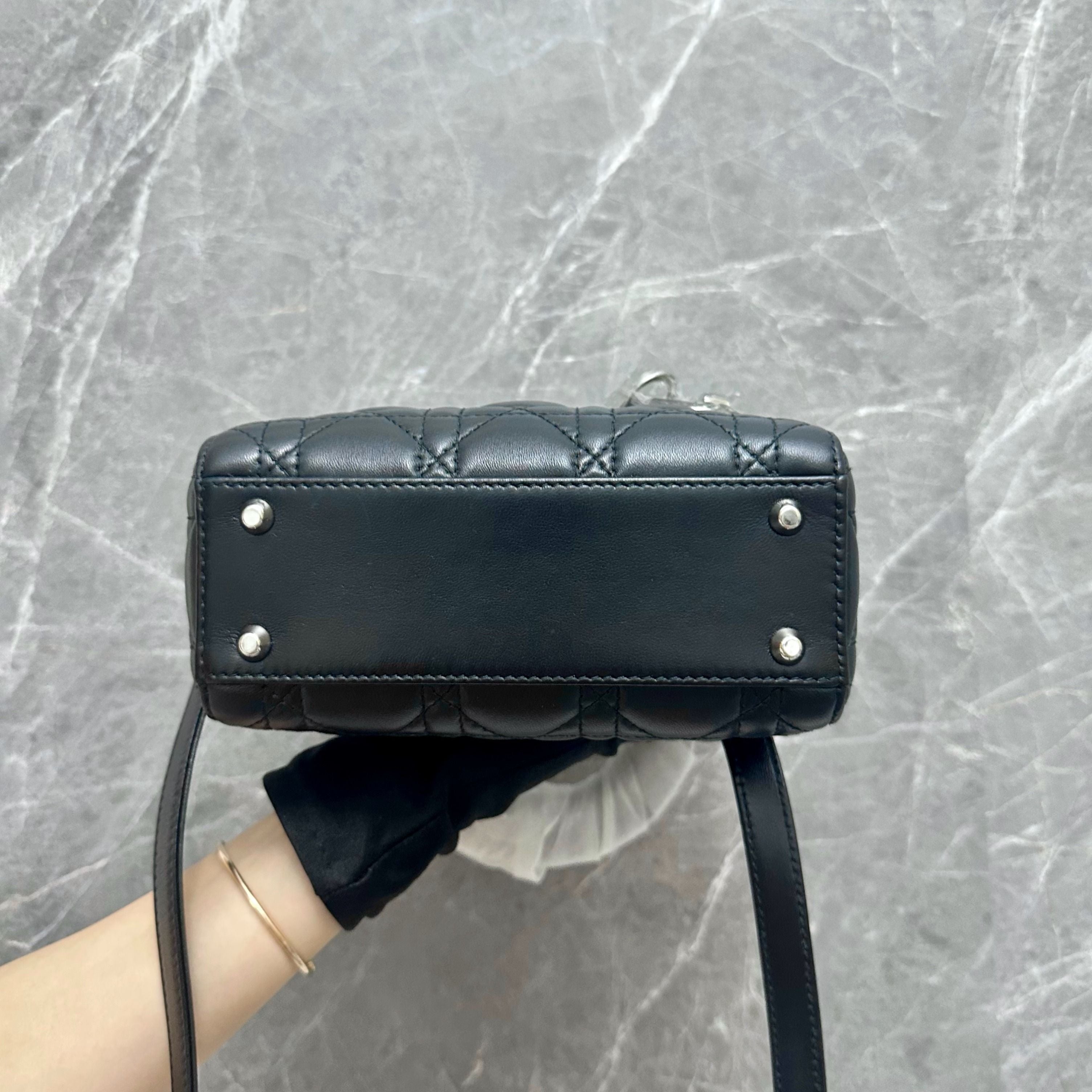 *Brand New Adjustable Strap* Dior Lady Mini Lambskin Black SHW - Luxury Evermore