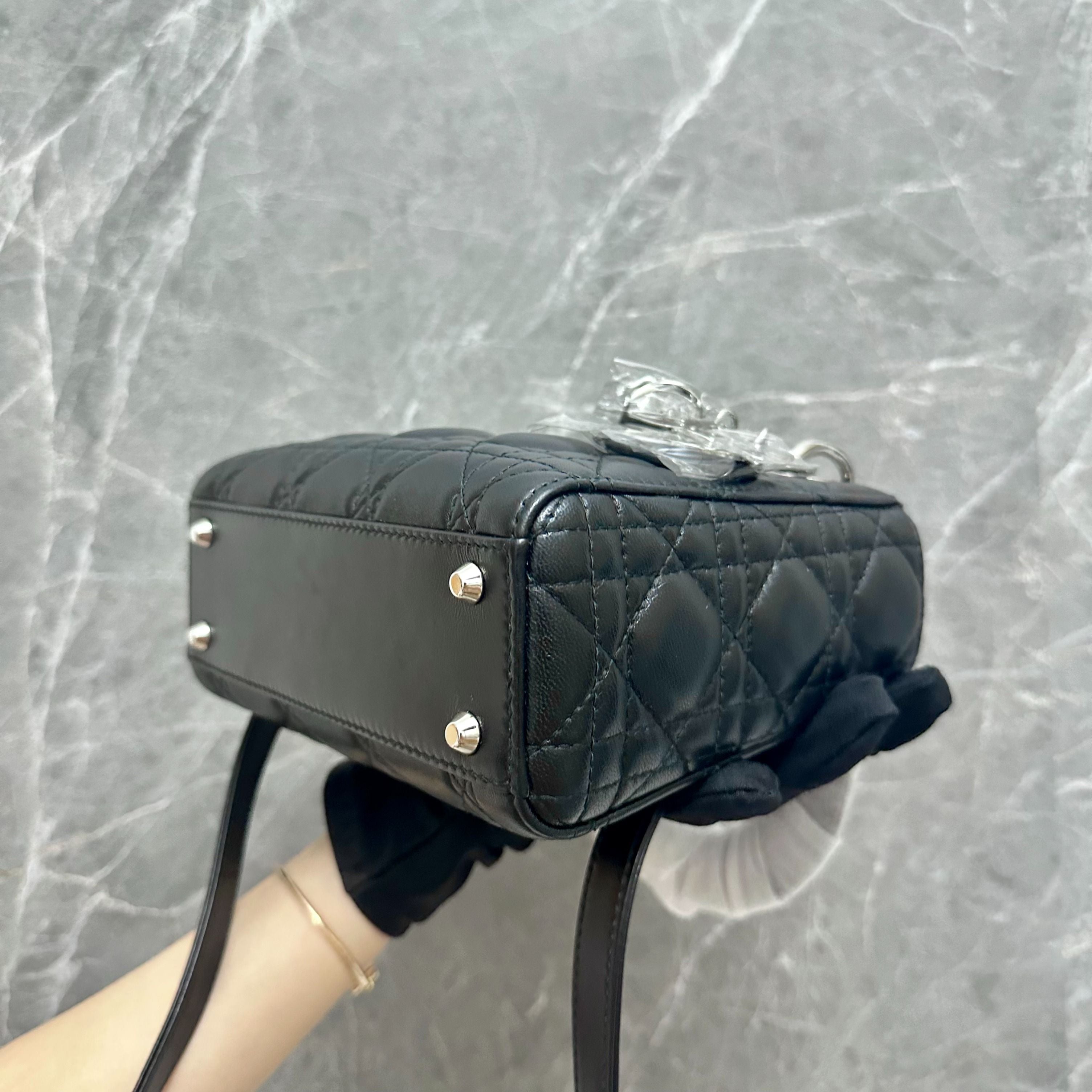 *Brand New Adjustable Strap* Dior Lady Mini Lambskin Black SHW - Luxury Evermore