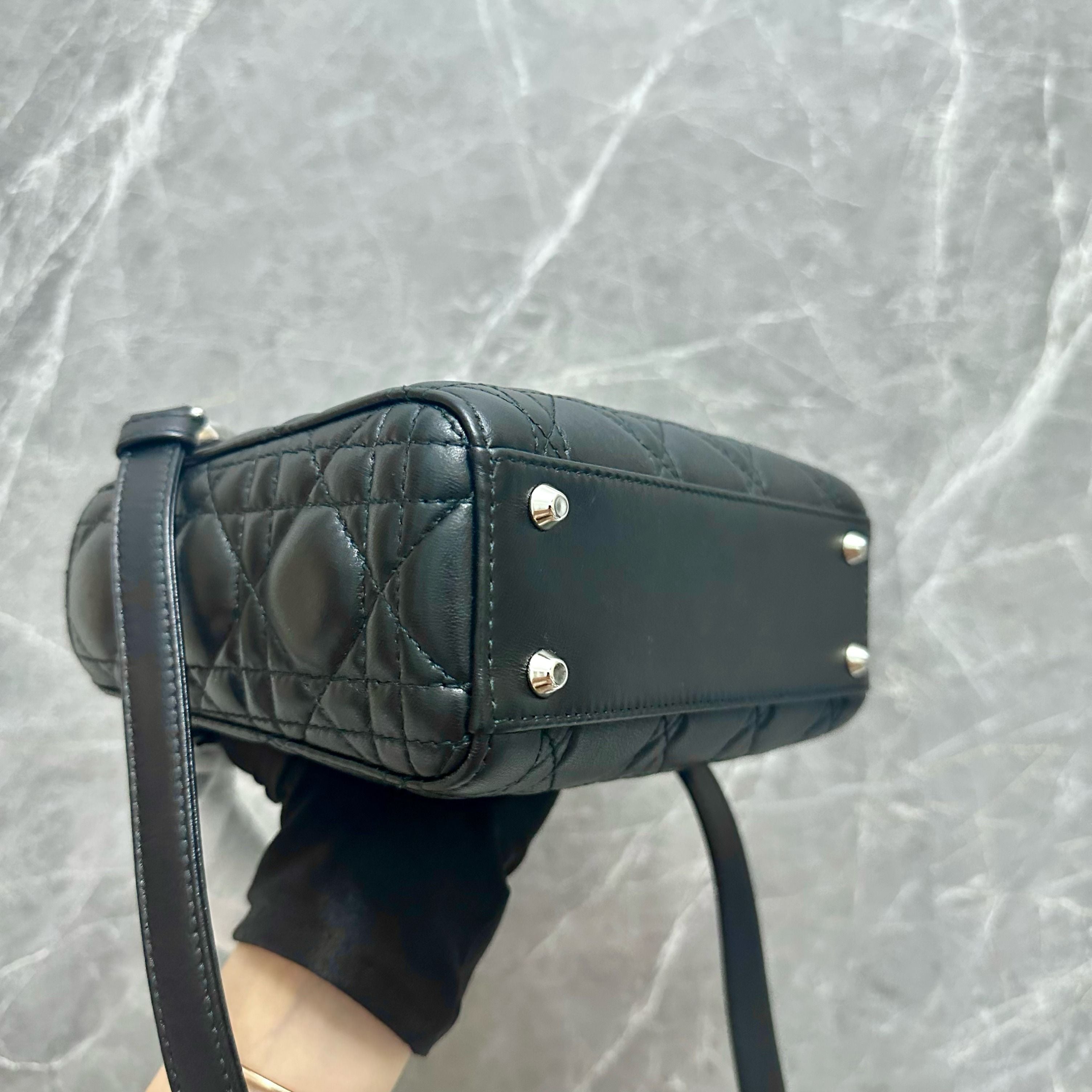 *Brand New Adjustable Strap* Dior Lady Mini Lambskin Black SHW - Luxury Evermore