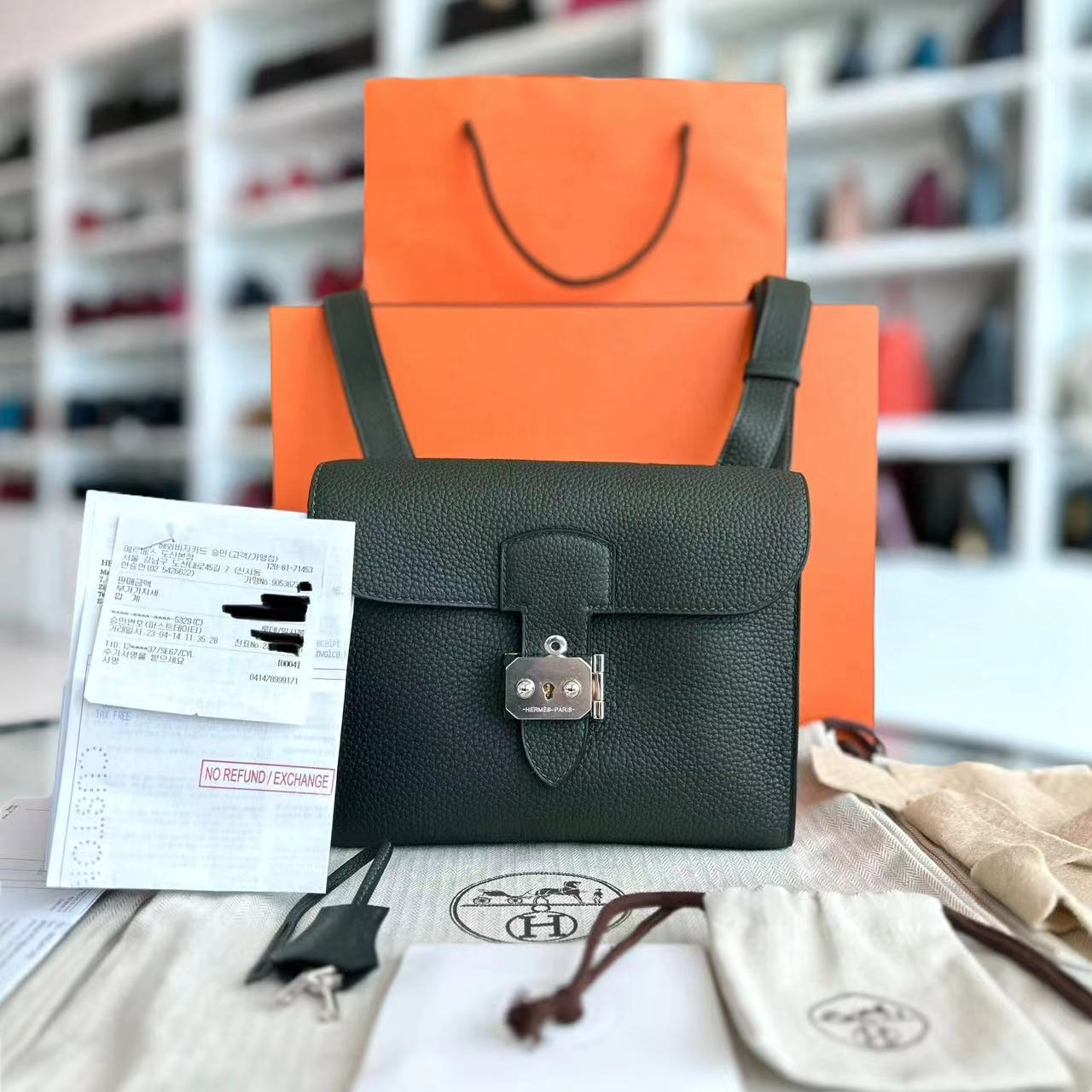 *Brand New Full Set, Receipt* Hermes Sac A Depeches 21 Veau Togo SHW - Luxury Evermore