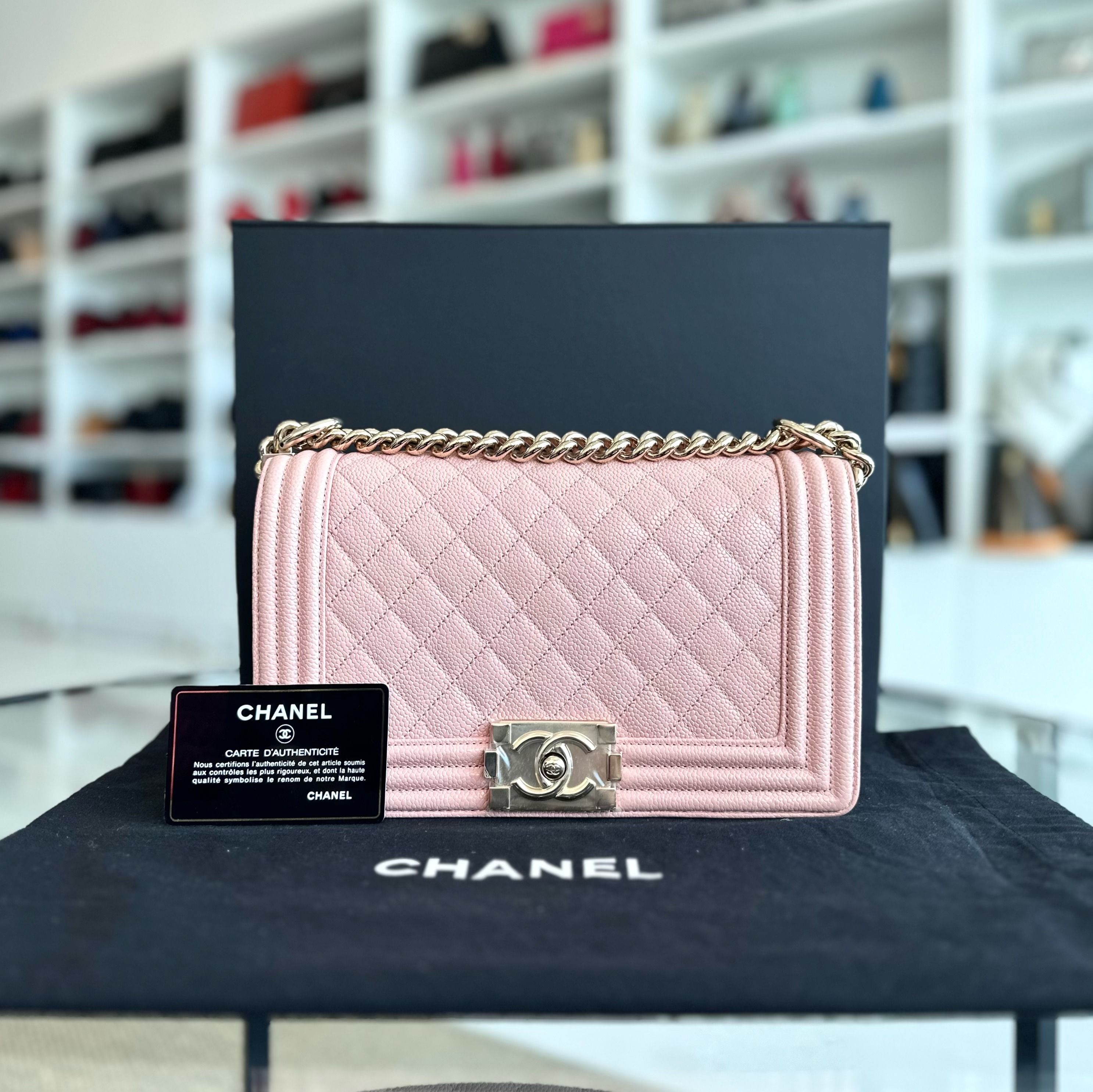 *Brand New, Series 29* Chanel Caviar Boy Old Medium 25CM Leboy Sakura Pink LGHW No 29 - Luxury Evermore