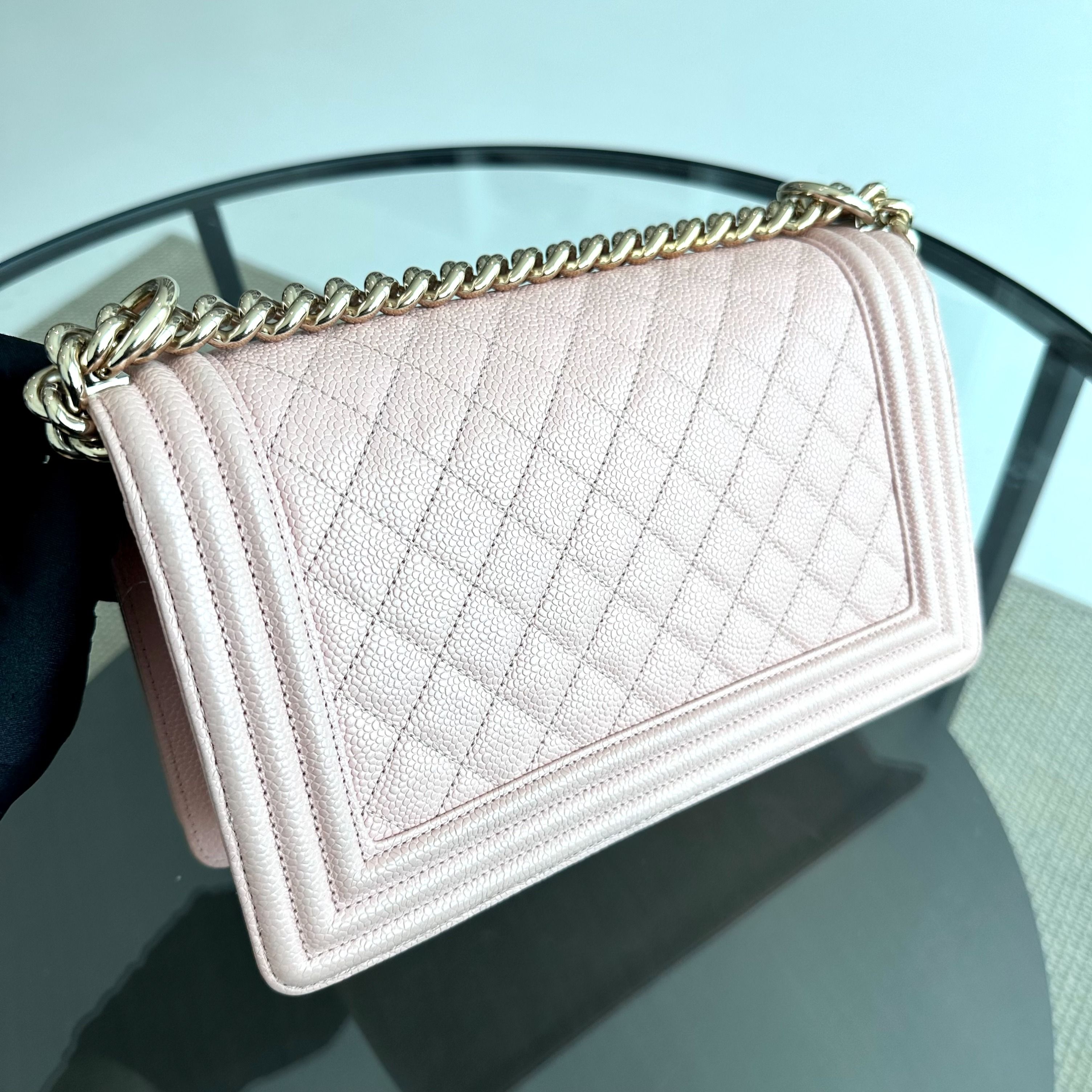 *Brand New, Series 29* Chanel Caviar Boy Old Medium 25CM Leboy Sakura Pink LGHW No 29 - Luxury Evermore