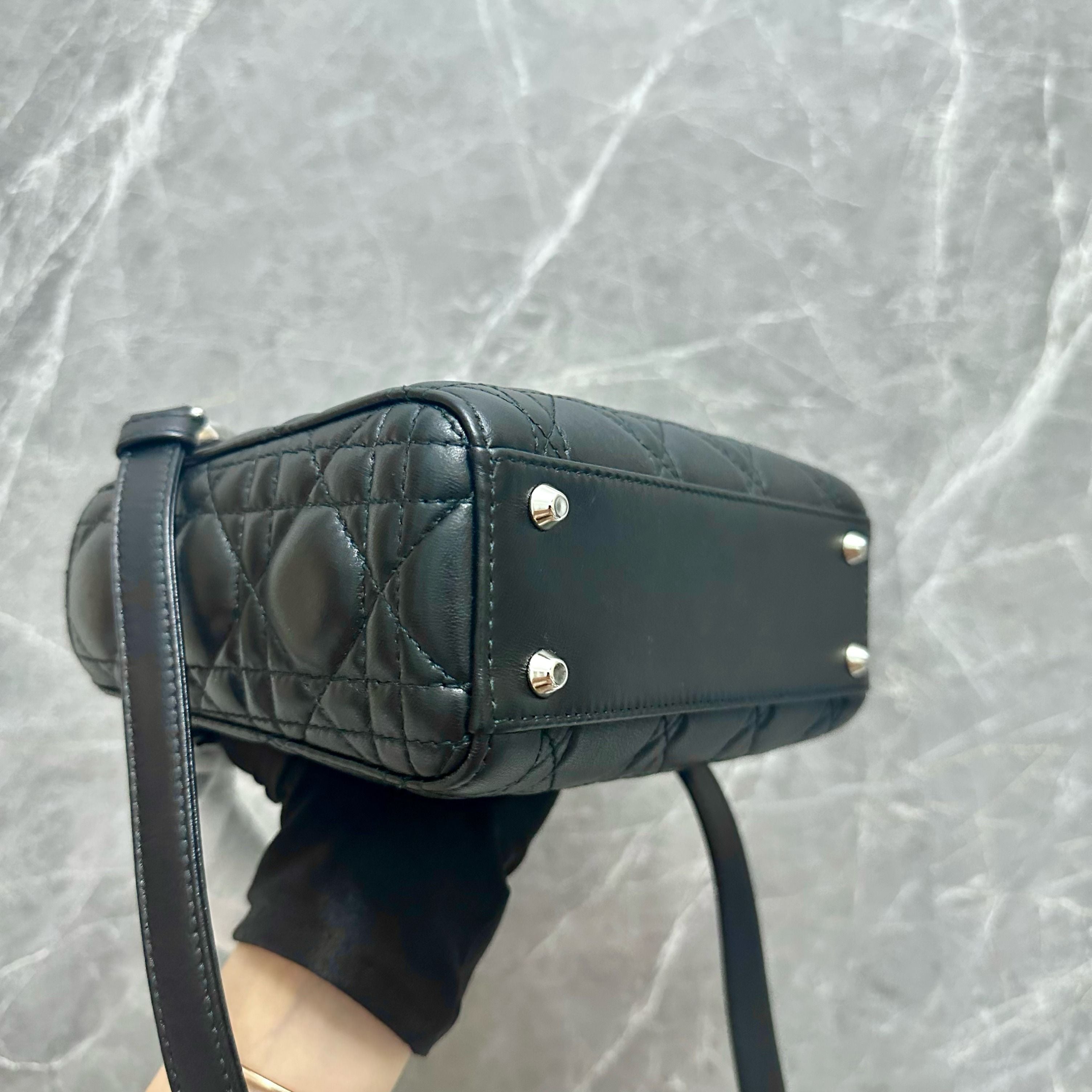 *Brand New Adjustable Strap* Dior Lady Mini Lambskin Black SHW