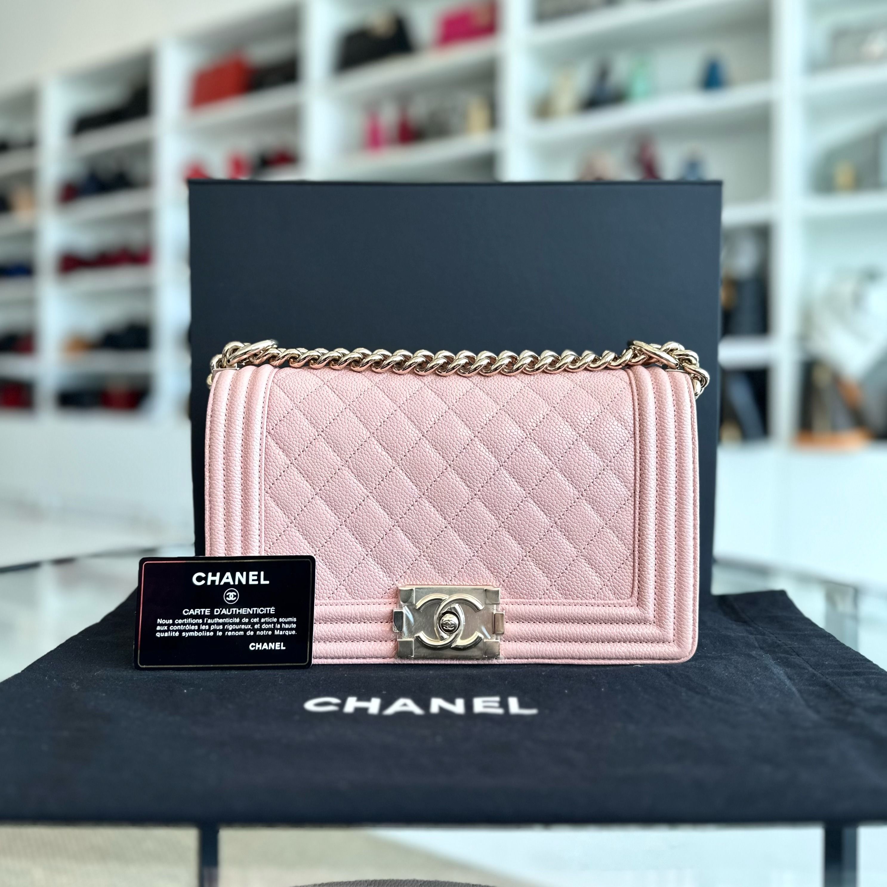 *Brand New, Series 29* Chanel Caviar Boy Old Medium 25CM Leboy Sakura Pink LGHW No 29