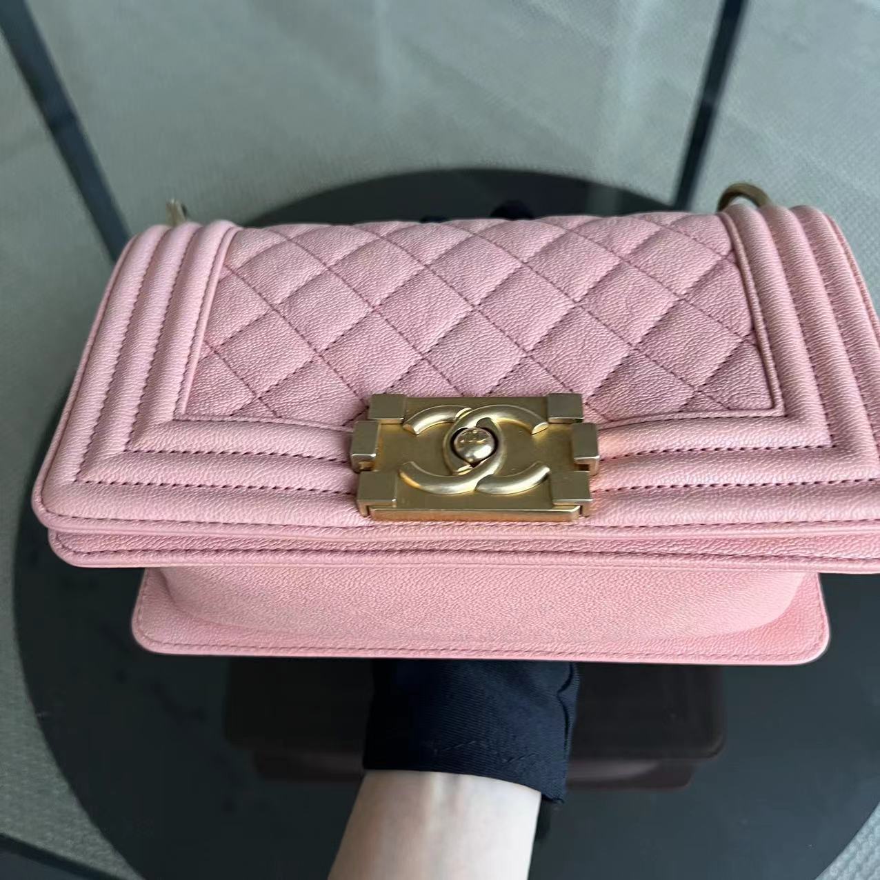 Chanel Boy Small - 20CM Caviar Quilted Grained Calfskin Pink Leboy Golden Hardware Series 27